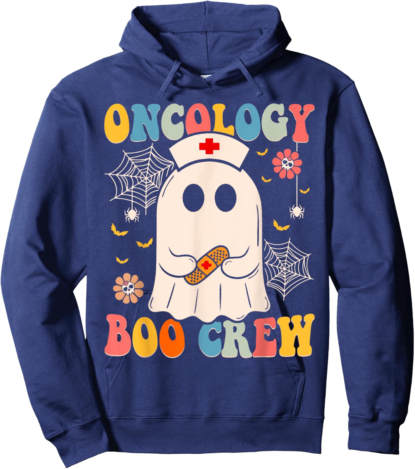 Groovy Oncology Boo Crew Nurse Funny Ghost Halloween Nurse Hoodie - Hoodie | Navy