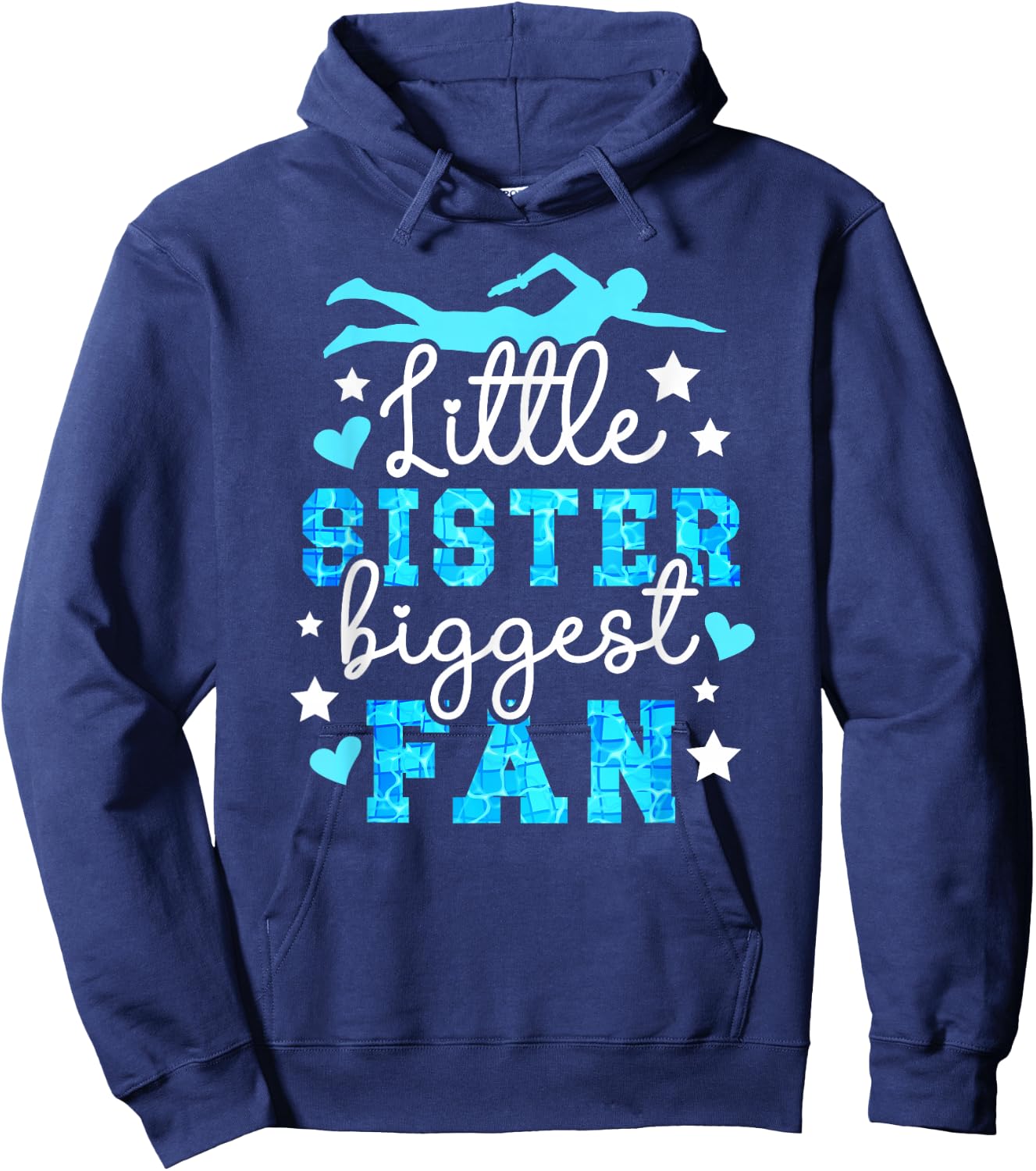 Little Sister Biggest Fan Swim Sister Of A Swimmer Sister Hoodie - Hoodie | Navy