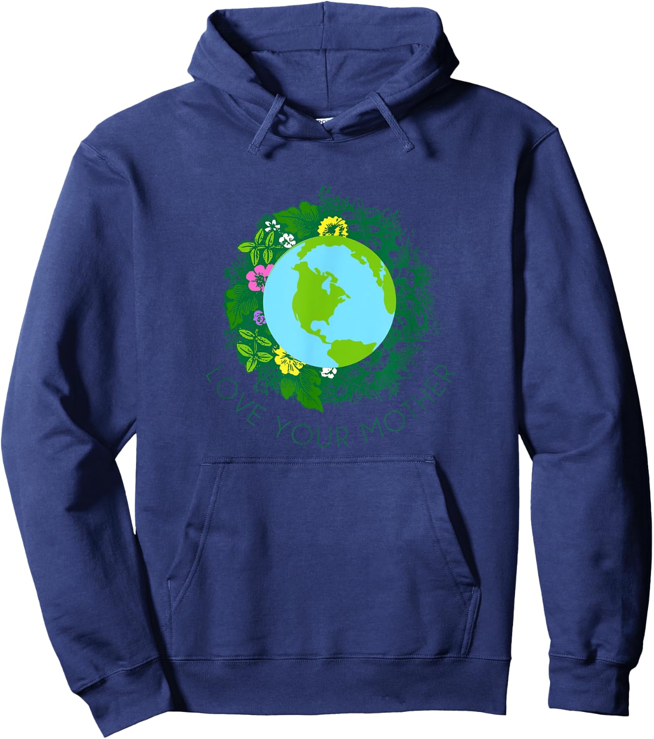 Love Your Mother Earth and Flowers Shirt Cute Earth Day Gift Hoodie - Hoodie | Navy