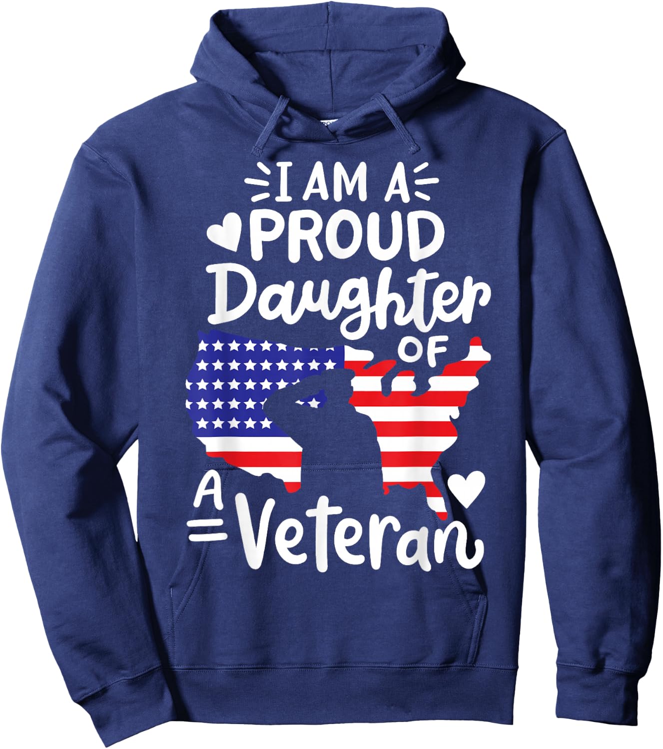 I'm A Proud Daughter of A Veteran Father's Day Girls Hoodie - Hoodie | Navy