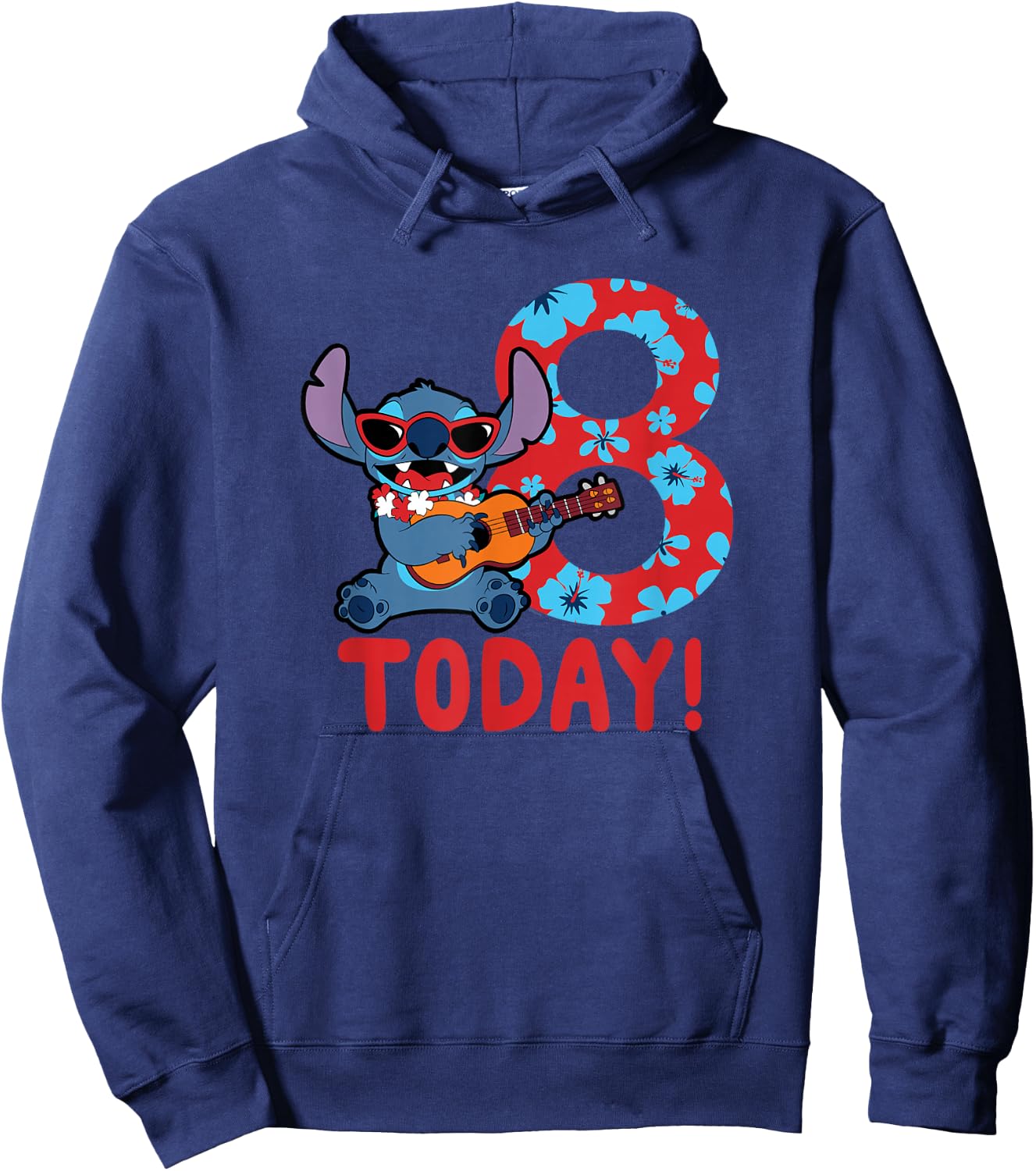 Disney Lilo & Stitch Tropical Birthday 8 Years Old Today Hoodie - Hoodie | Navy