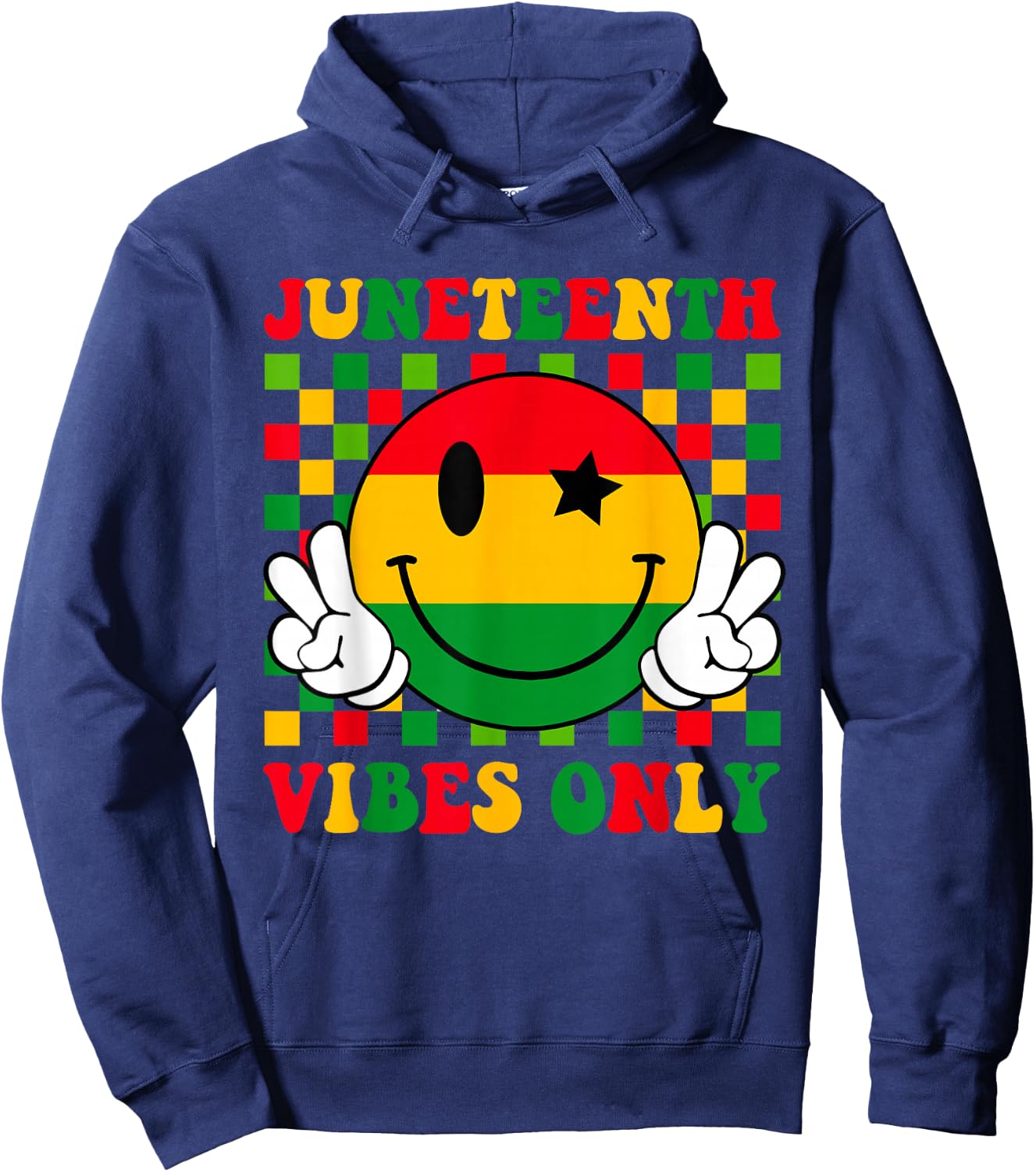 Juneteenth Vibes Only 1865 African Smile Face Girls Hoodie - Hoodie | Navy