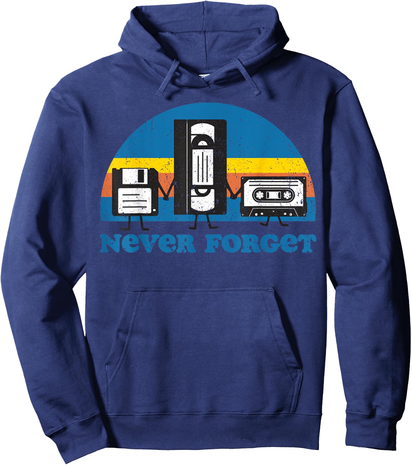 Never Forget Cassette Tape VHS Gamer Old School Hoodie - Hoodie | Navy