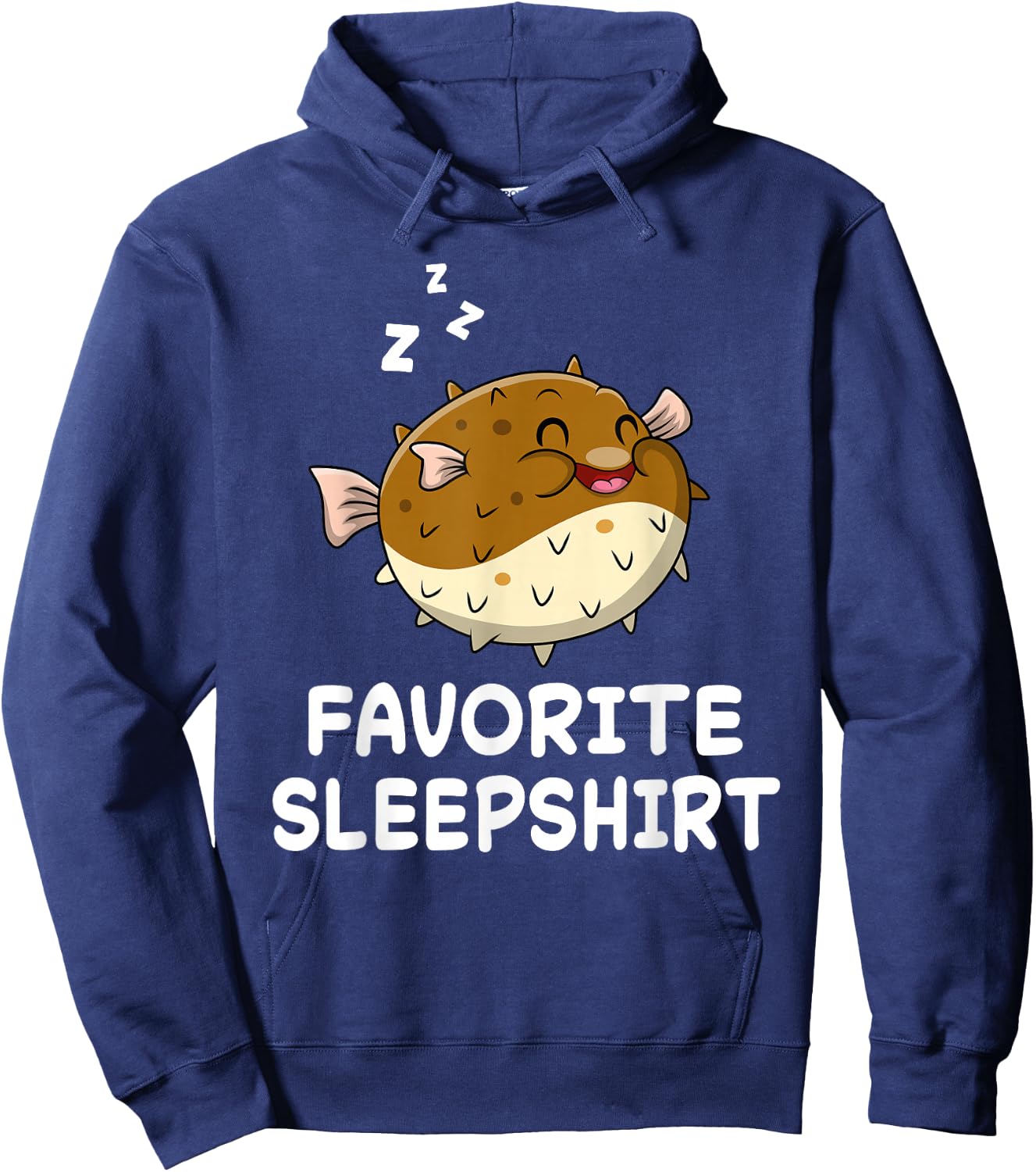 Pufferfish Puffer Fish Nap Sleeping Sleep Pajama Nightgown Hoodie - Hoodie | Navy