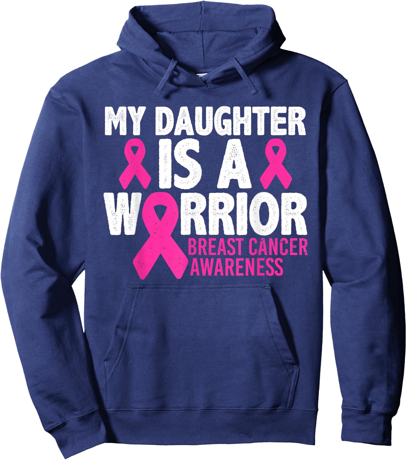 My Daughter Is A Warrior Breast Cancer Awareness Hoodie - Hoodie | Navy