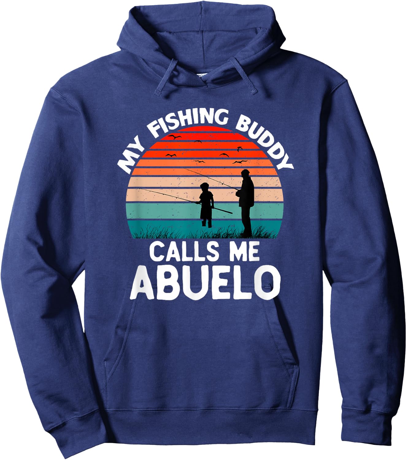My Fishing Buddy Calls Me Abuelo Retro Vintage Grandpa Hoodie - Hoodie | Navy