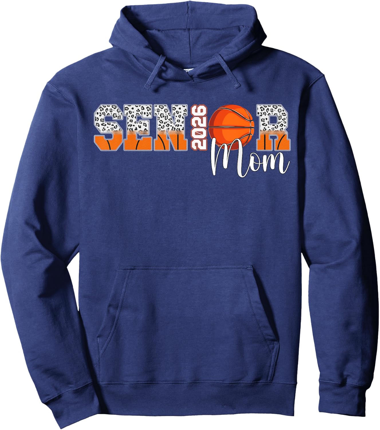 Basketball Senior Mom 2026 Basketball Senior Mama Leopard Hoodie - Hoodie | Navy