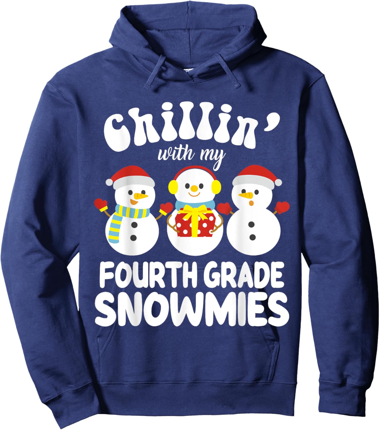 Teacher Christmas Fourth Grade Teacher Xmas Shirt - Black, Small, -Kids Hoodie - Hoodie | Navy