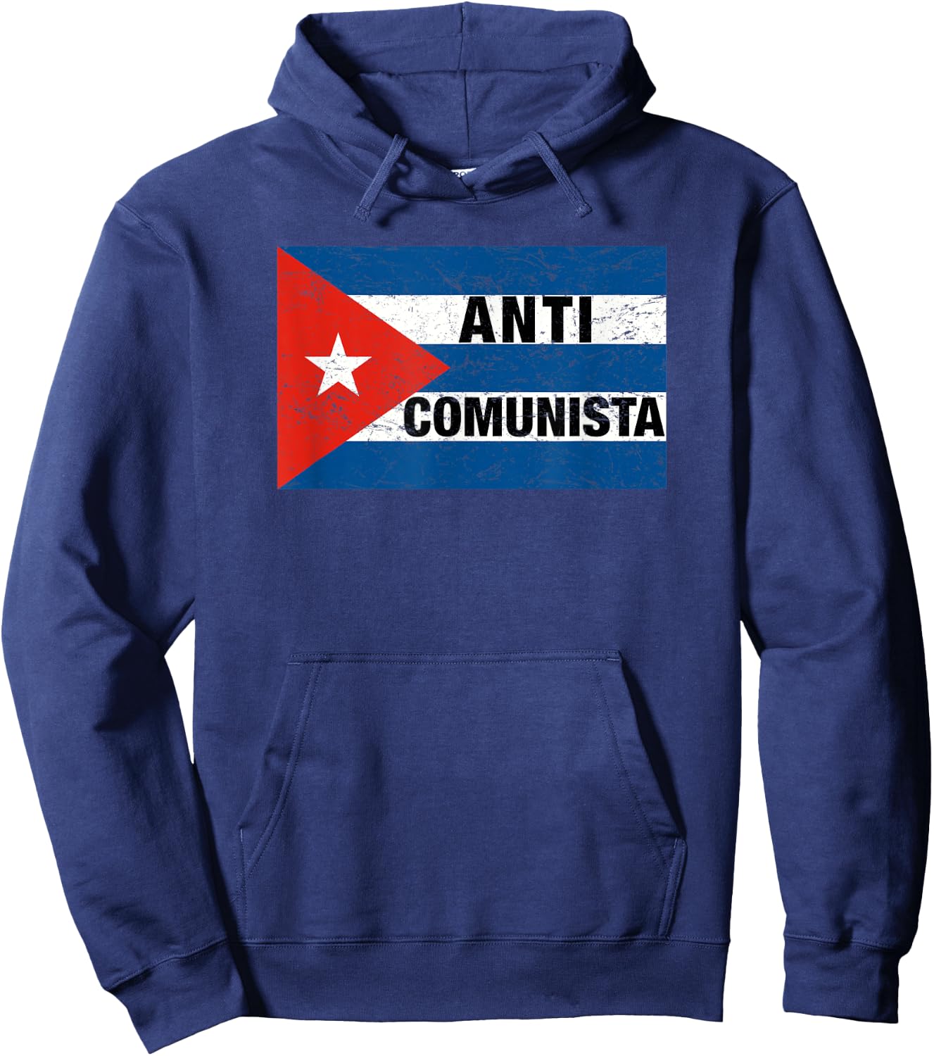 Anti Comunista Cuban Flag, Libertad Free Cuba, Cuban Freedom Hoodie - Hoodie | Navy