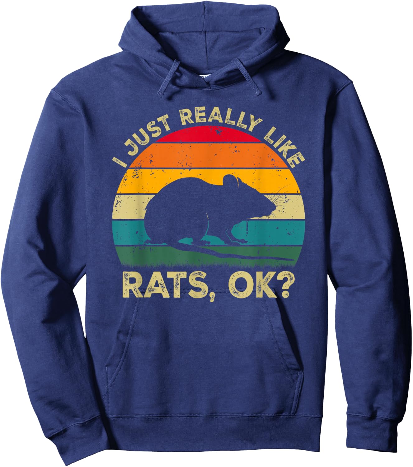 I Just Really Like Rats, OK? Funny Rat Retro Hoodie - Hoodie | Navy