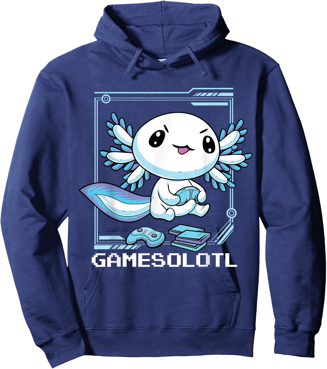 Gamer Axolotl Gamesolotl Fish Gaming Video Gamer Anime Hoodie - Hoodie | Navy