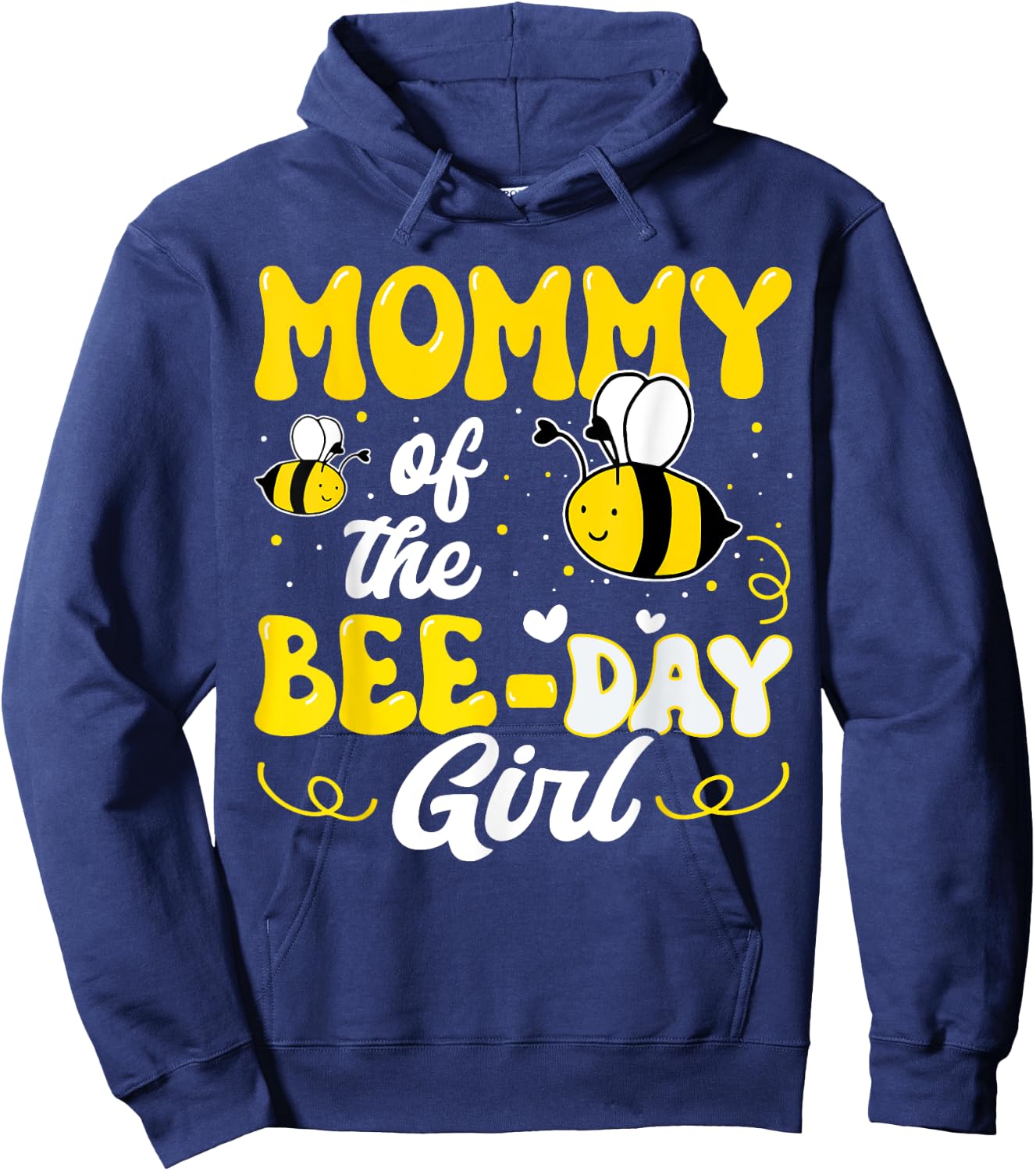 Mommy of The Bee Day Girl Bee Birthday Party Theme Groovy Hoodie - Hoodie | Navy