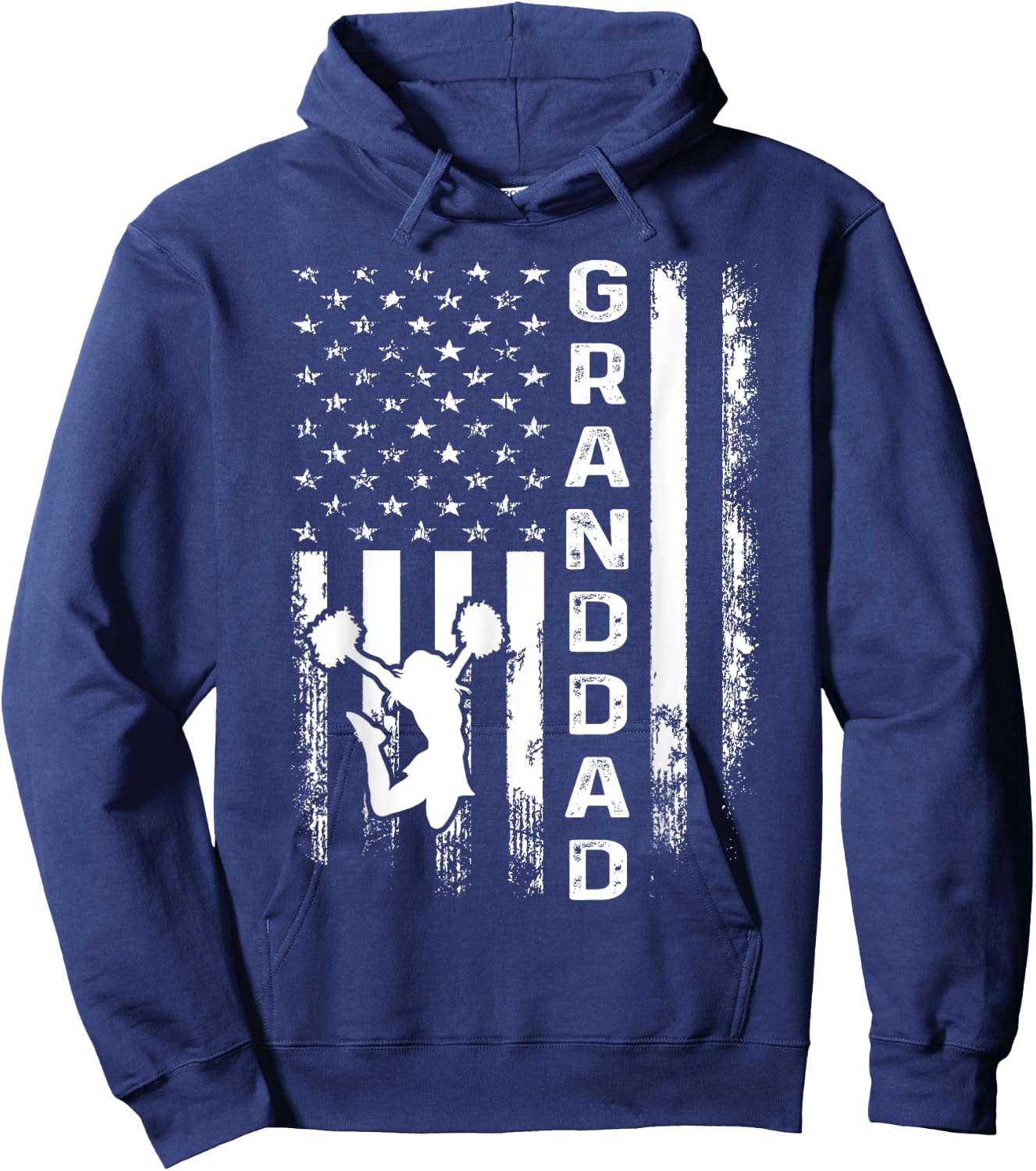 Cheer Granddad American Flag Cheerleading Cheerleader Hoodie - Hoodie | Navy
