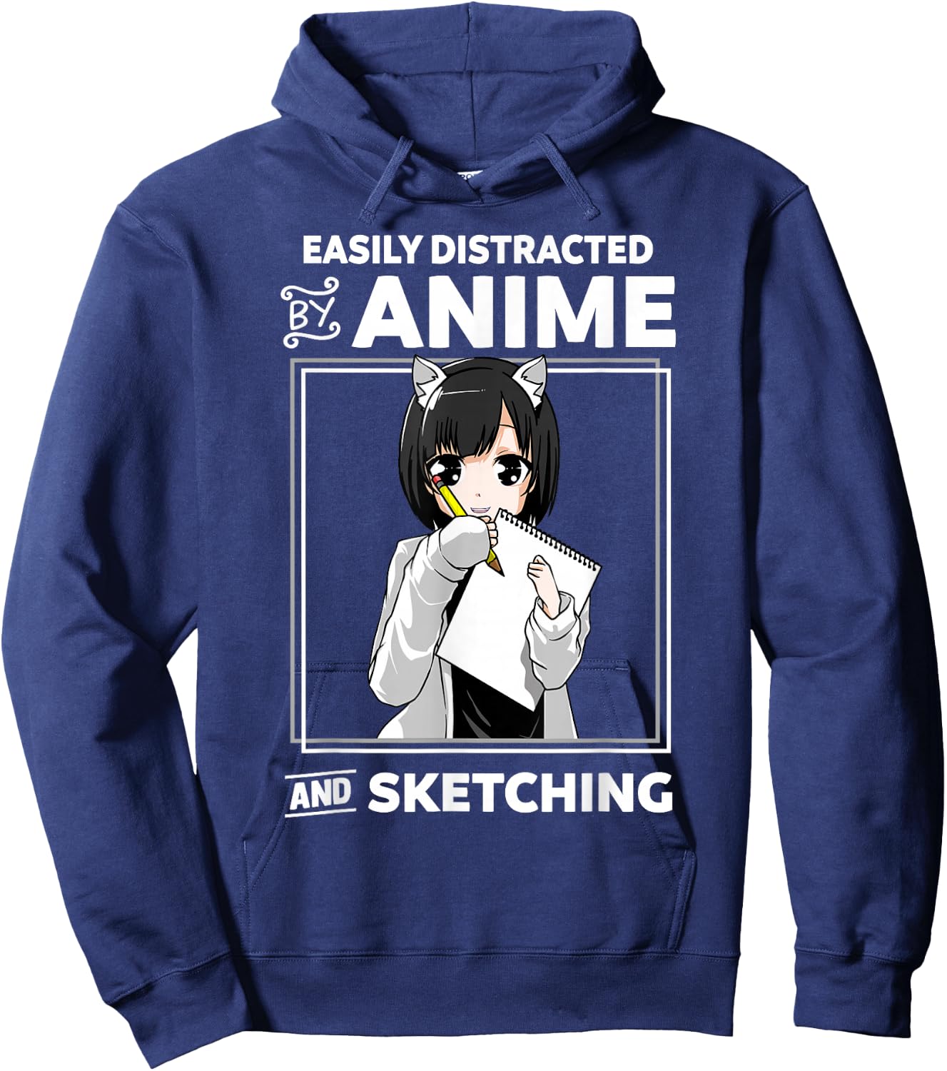 Easily Distracted By Anime and Sketching Hoodie - Hoodie | Navy