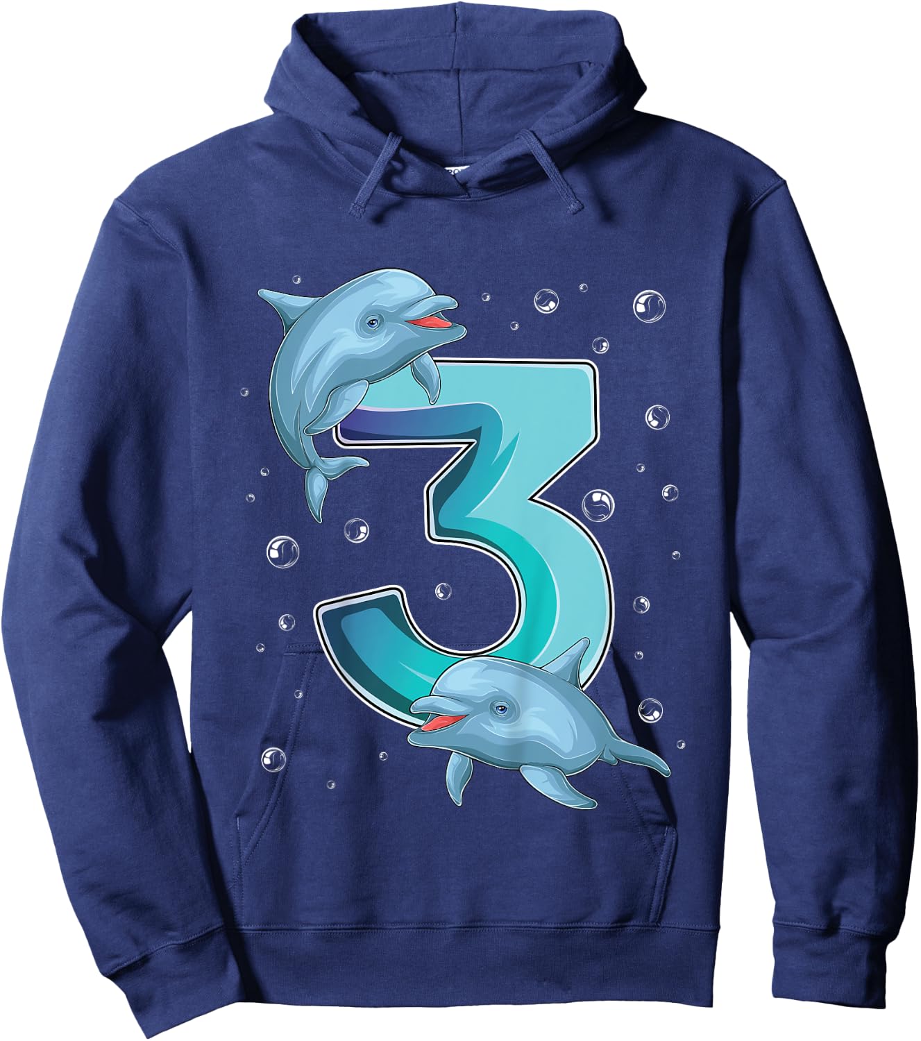 3 Year Old Dolphin 3rd Birthday Girl Party Dolphin Lover Hoodie - Hoodie | Navy