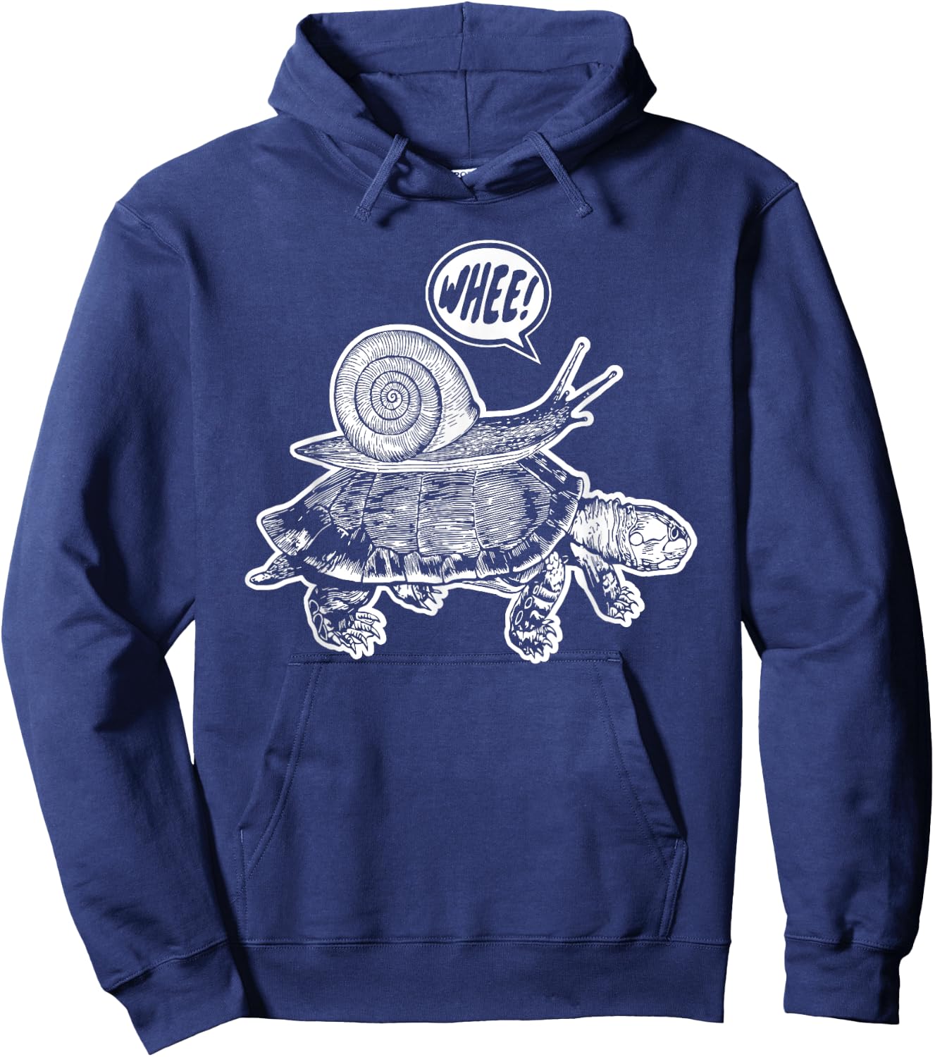 Snail riding turtle says whee! joke funny Hoodie - Hoodie | Navy