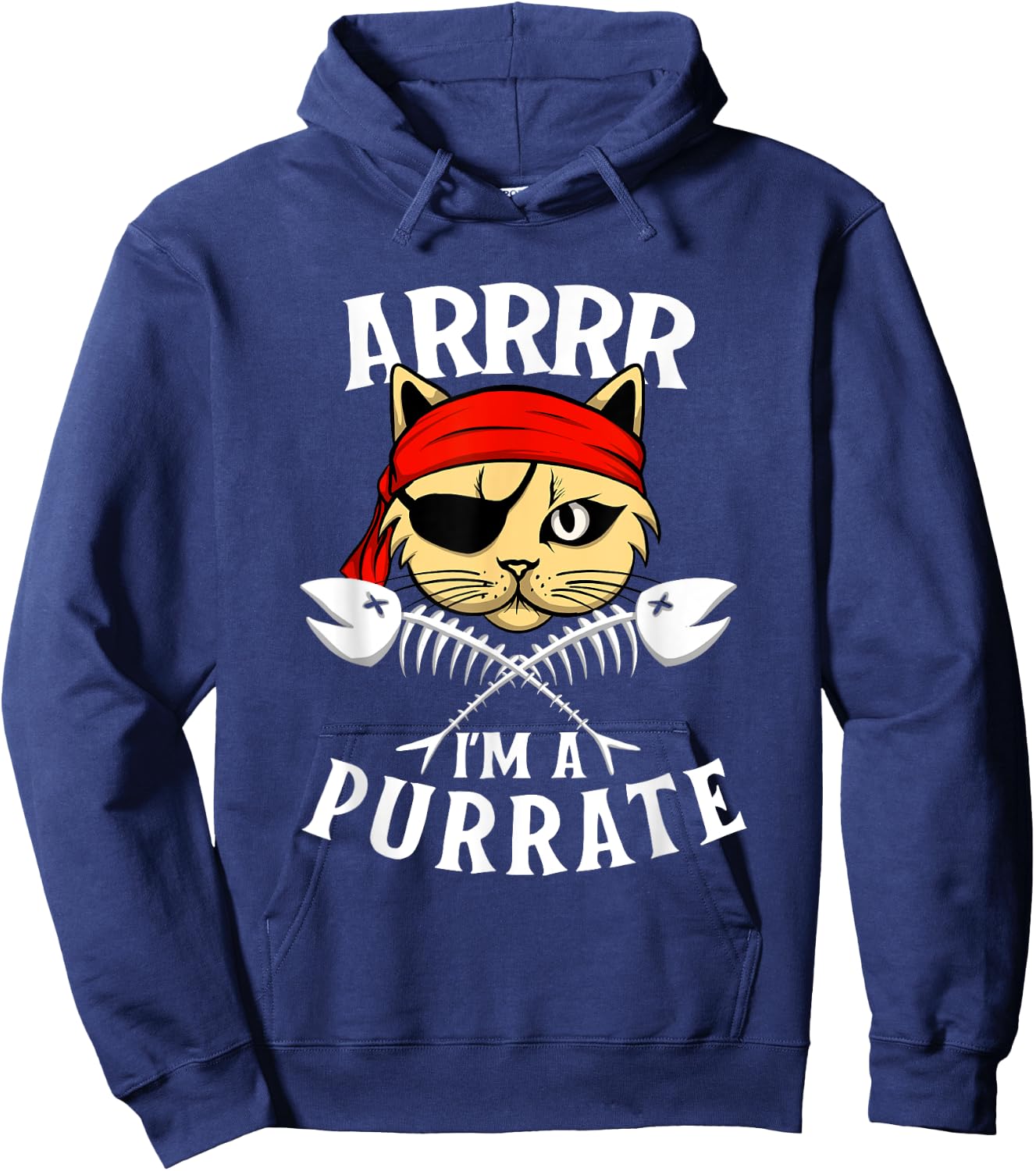 Arrrr I'm A Purrate - Cat Buccaneer Freebooter Hoodie - Hoodie | Navy