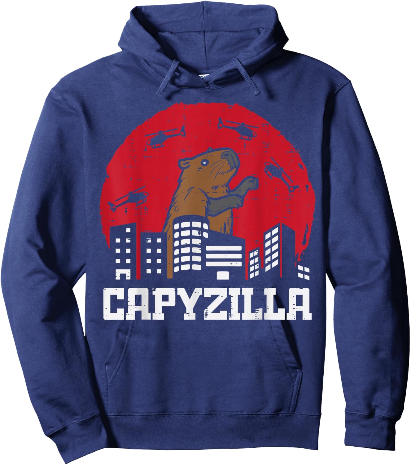 Capybara Monster Capyzilla Funny Capy Rodent Men Women Kids Hoodie - Hoodie | Navy