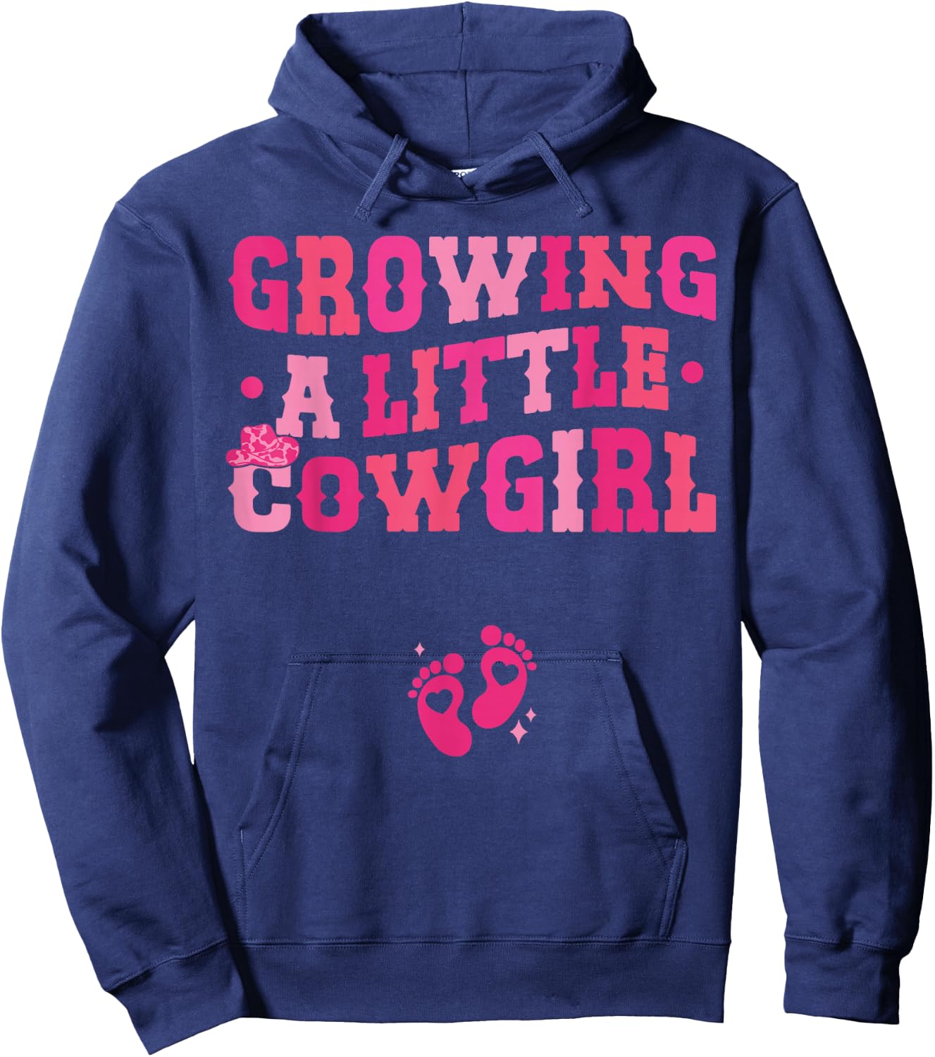 Country Pregnancy Announcement Apparel Co. Growing a Little Cowgirl - Black X-Small Short Sleeve Hoodie - Hoodie | Navy
