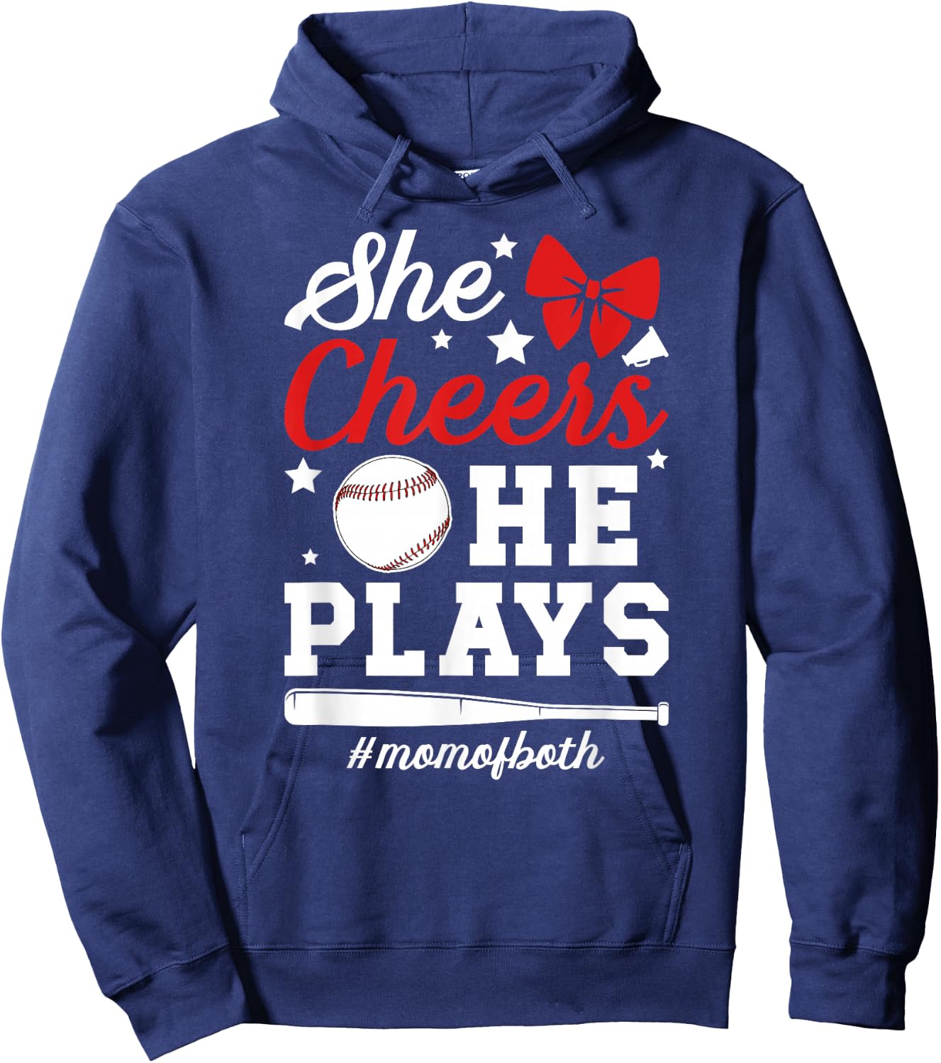 She Cheers He Plays Mom Of Both Cheer And Baseball Mom Hoodie - Hoodie | Navy