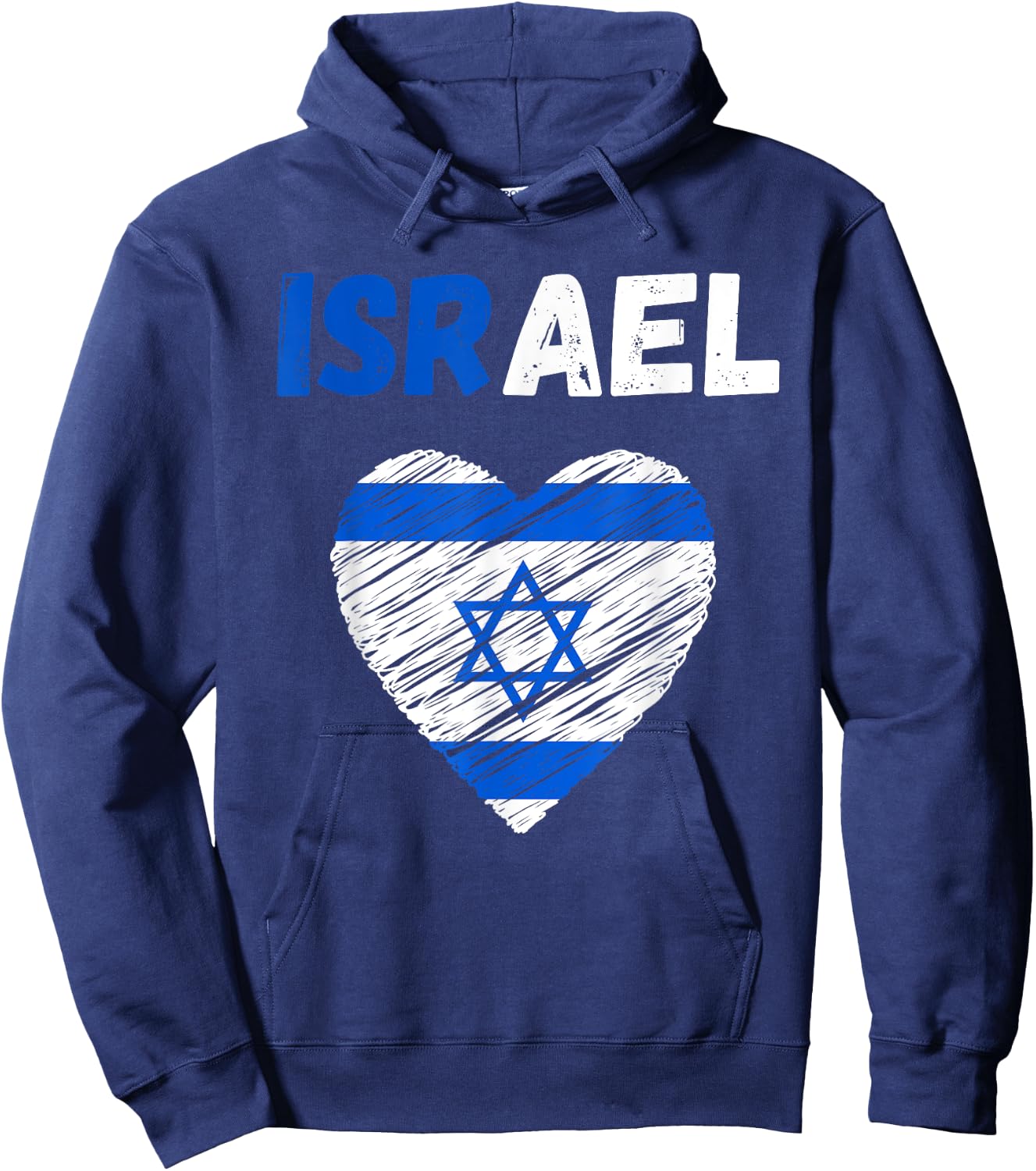 Israel Flag Holiday Israel Heart Israeli Flag Hoodie - Hoodie | Navy