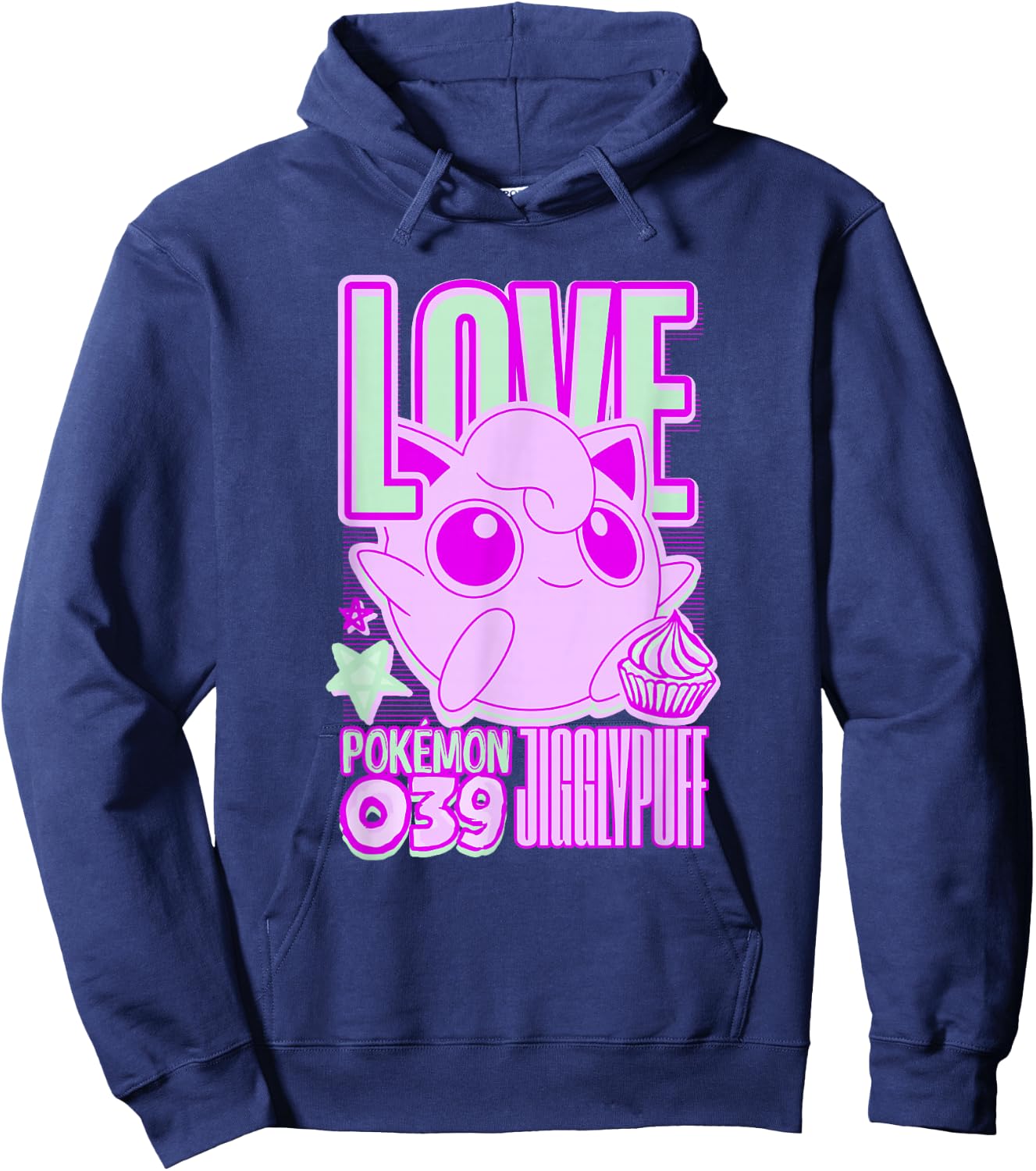 Pokémon Jigglypuff Love Neon Pink Cute Pocket Monster Hoodie - Hoodie | Navy