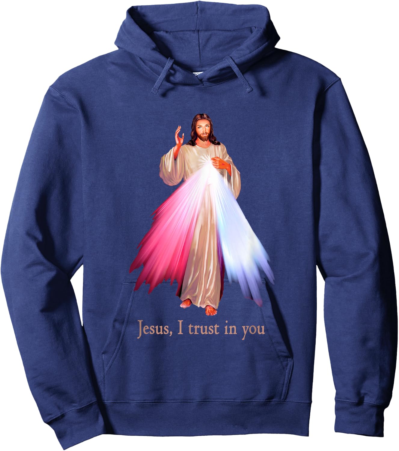 Divine Mercy Jesus I trust in You FRONT AND BACK Hoodie - Hoodie | Navy
