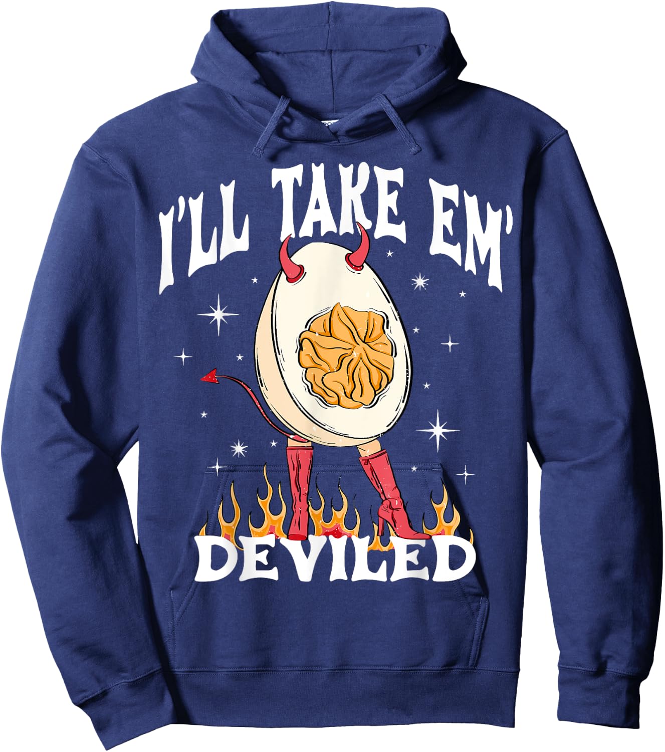 I'll Take 'Em Deviled Autumn Thanksgiving Funny Deviled Eggs Hoodie - Hoodie | Navy