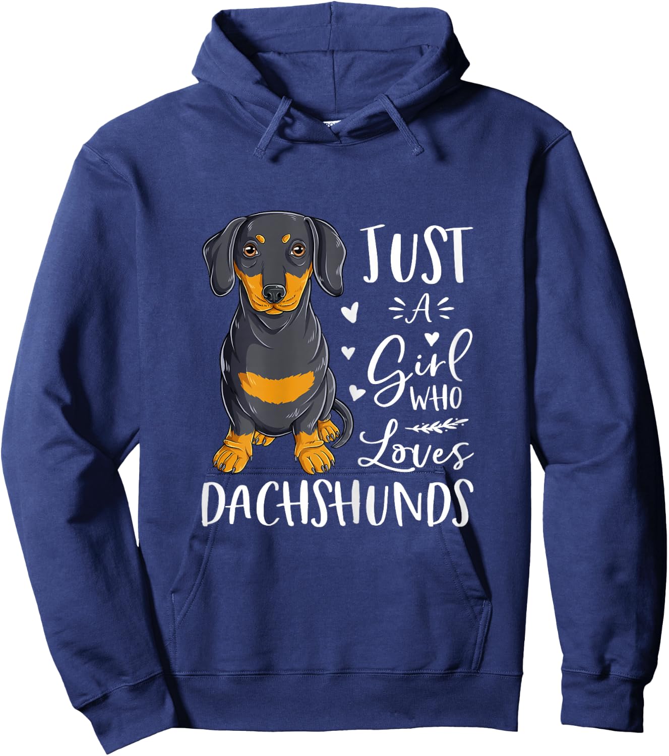 Just A Girl Who Loves Dachshunds Cute Dog Women Girls Hoodie - Hoodie | Navy