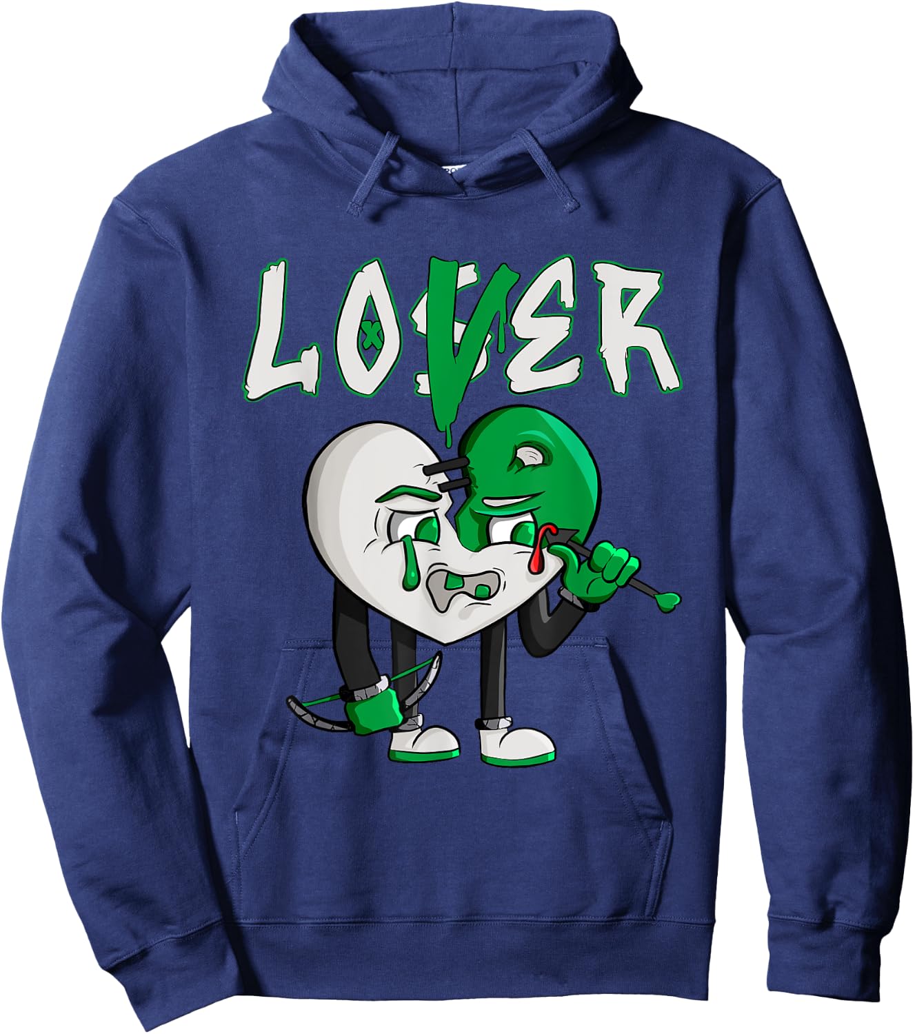 Loser Love Drip Heart Matching Lucky Green White Hoodie - Hoodie | Navy