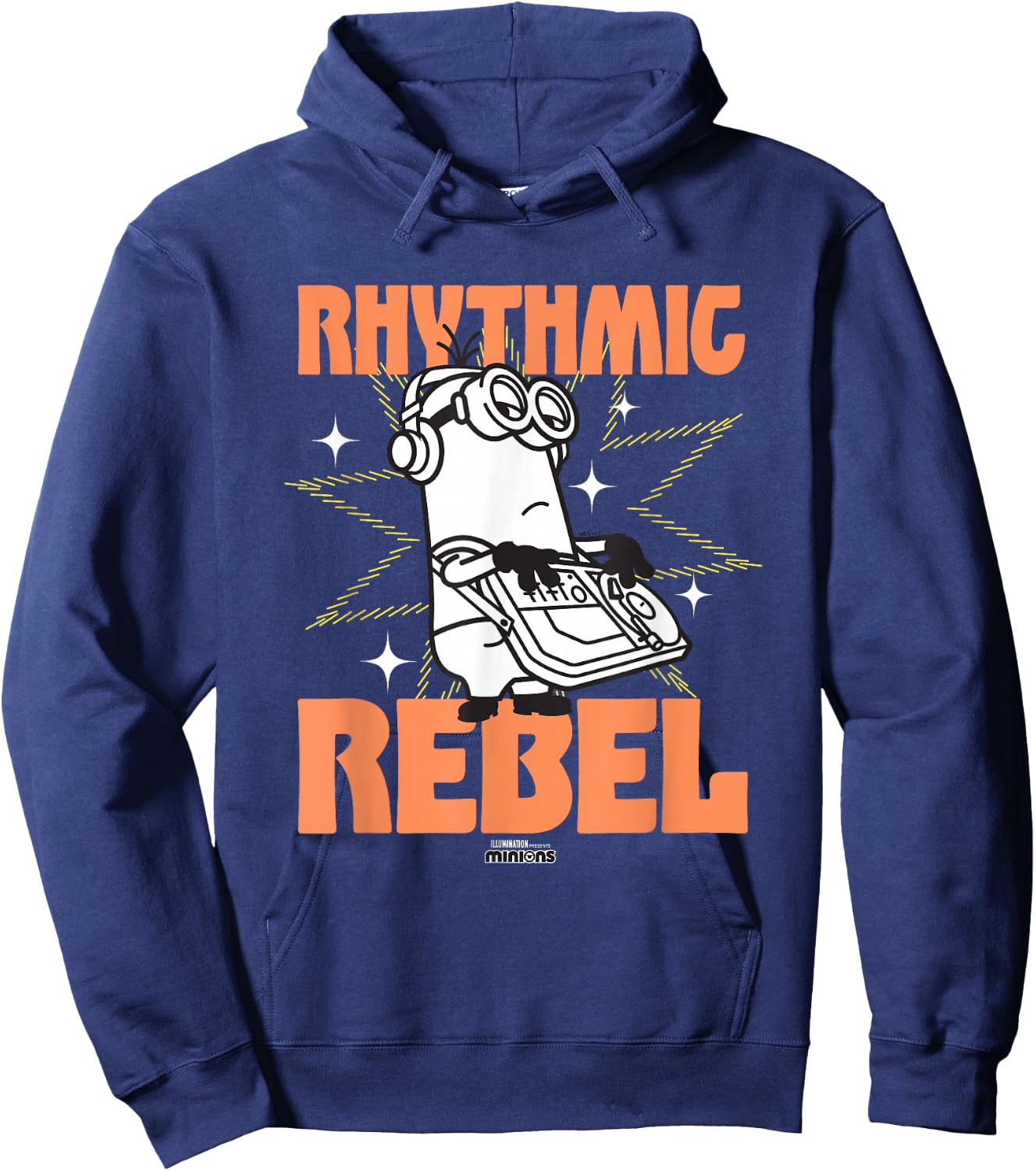 Minions Rhythmic Rebel Kevin The Minion Vintage DJ Logo Hoodie - Hoodie | Navy