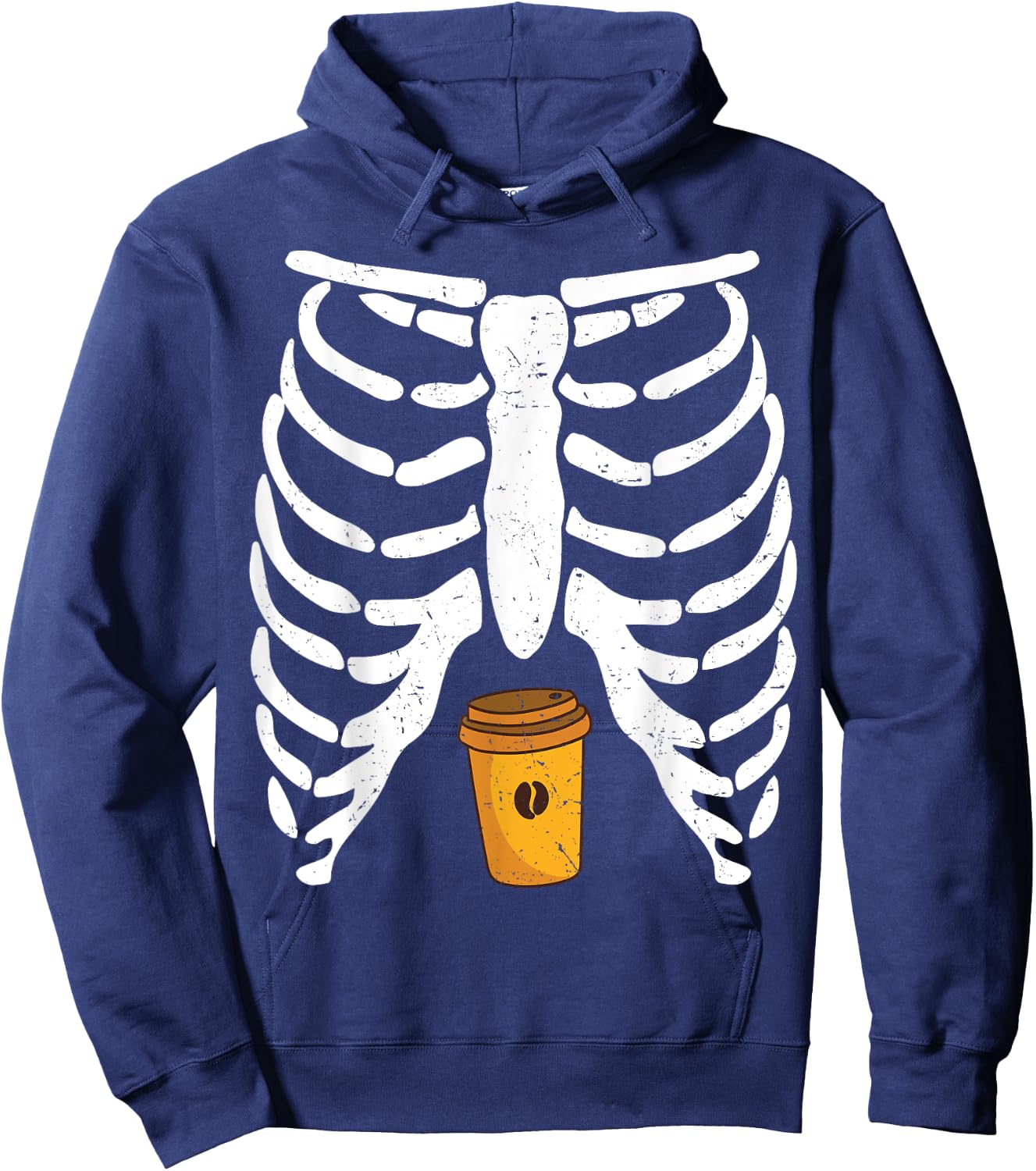 Halloween Rib Cage Coffee Lover Skeleton Funny Girls Hoodie - Hoodie | Navy