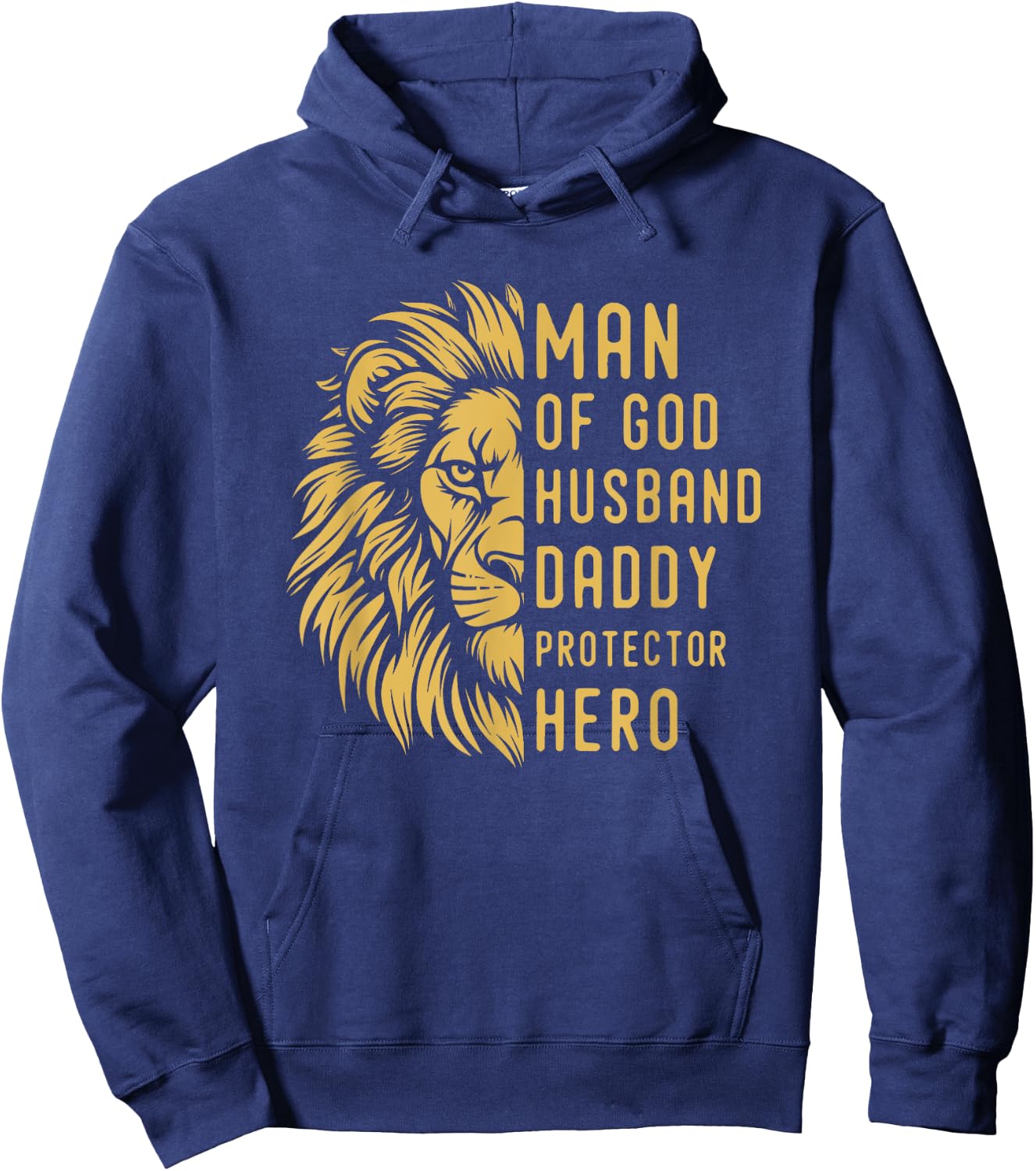 Man Of God Husband Daddy Protector Hero Religious Lion Hoodie - Hoodie | Navy