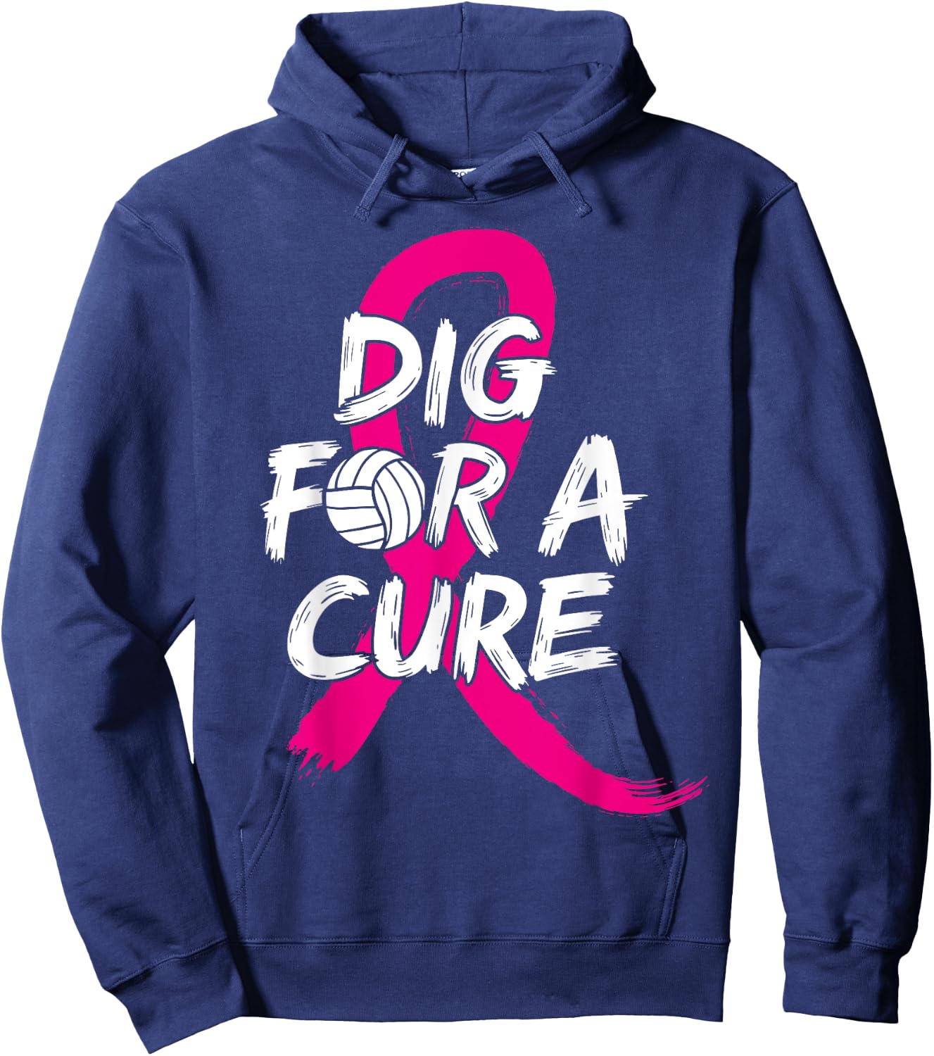 Dig For A Cure Breast Cancer Awareness Volleyball Pink Hoodie - Hoodie | Navy