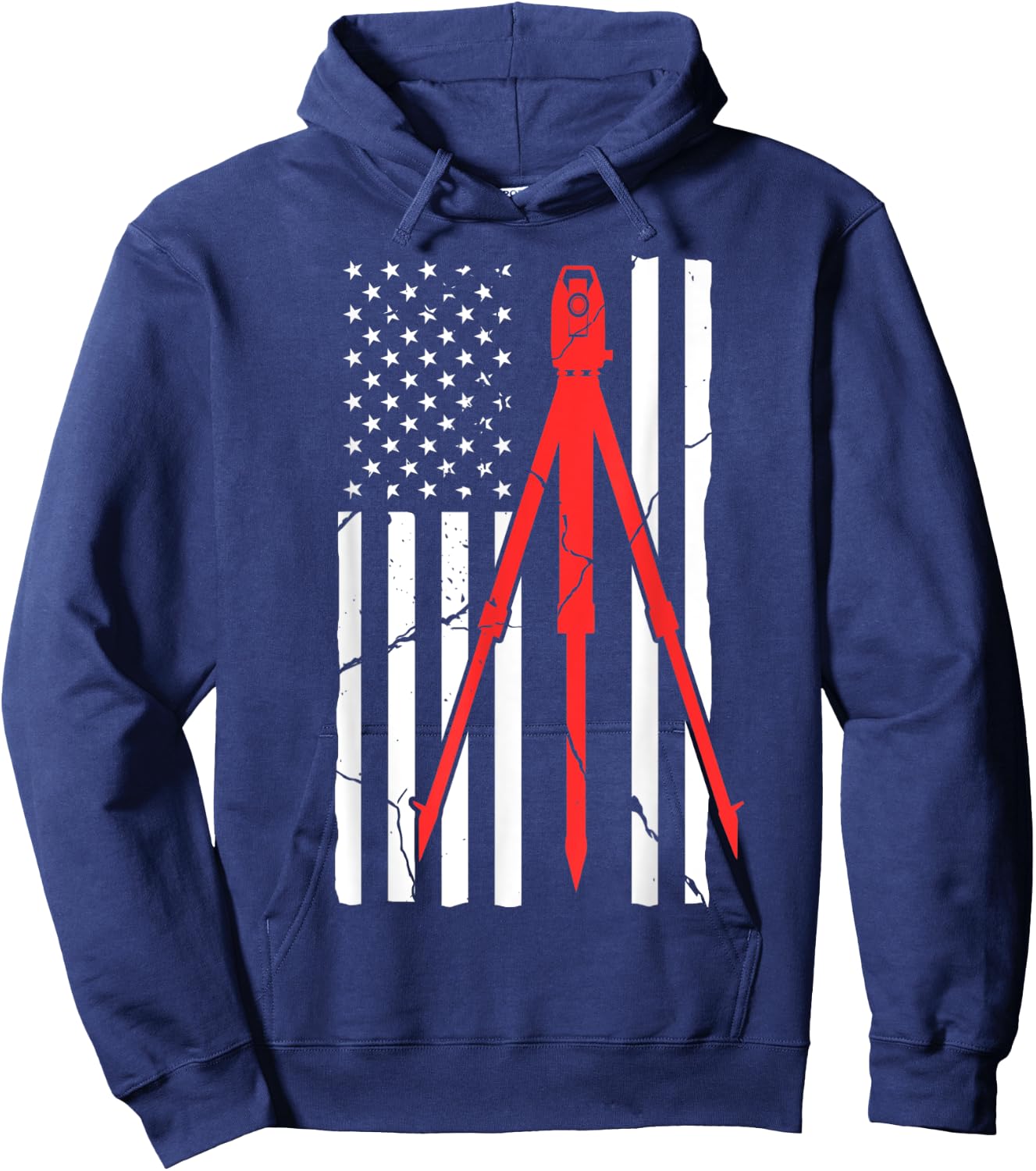 Land Surveying Flag Equipment Funny Surveyor Gifts Hoodie - Hoodie | Navy