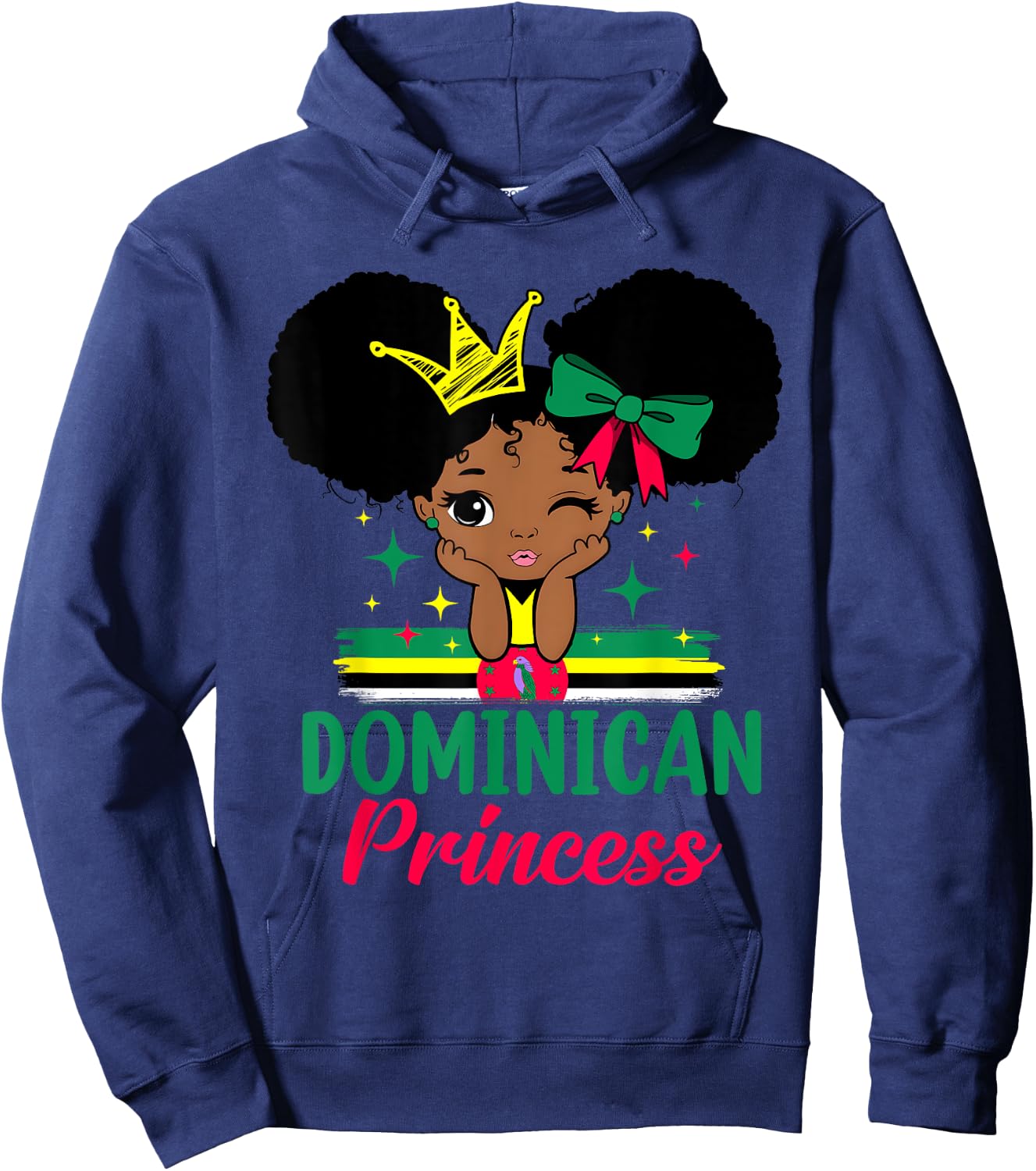 Dominician Princess Dominica Girl Melanin Dominician Flag Hoodie - Hoodie | Navy