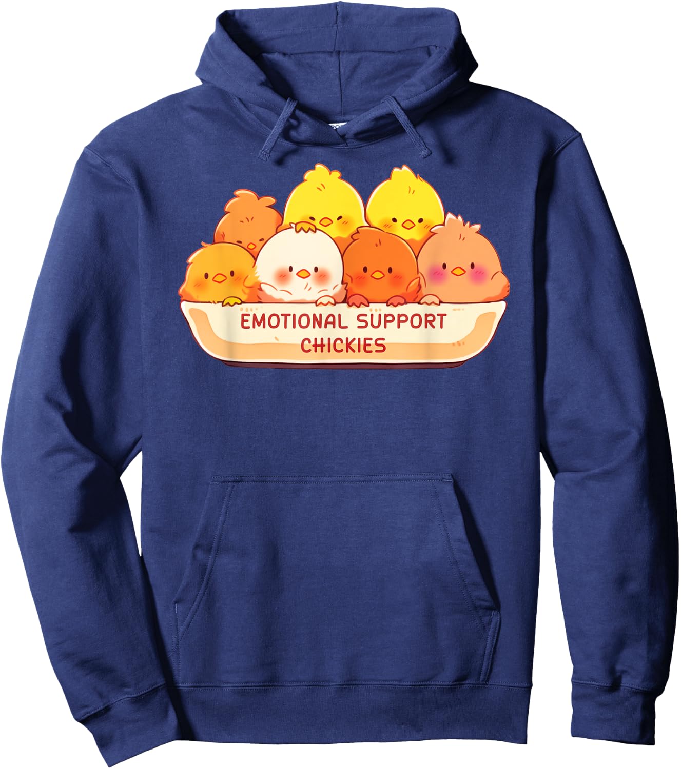 Emotional Support Chickies Cute Kawaii Fruit Cup Hoodie - Hoodie | Navy