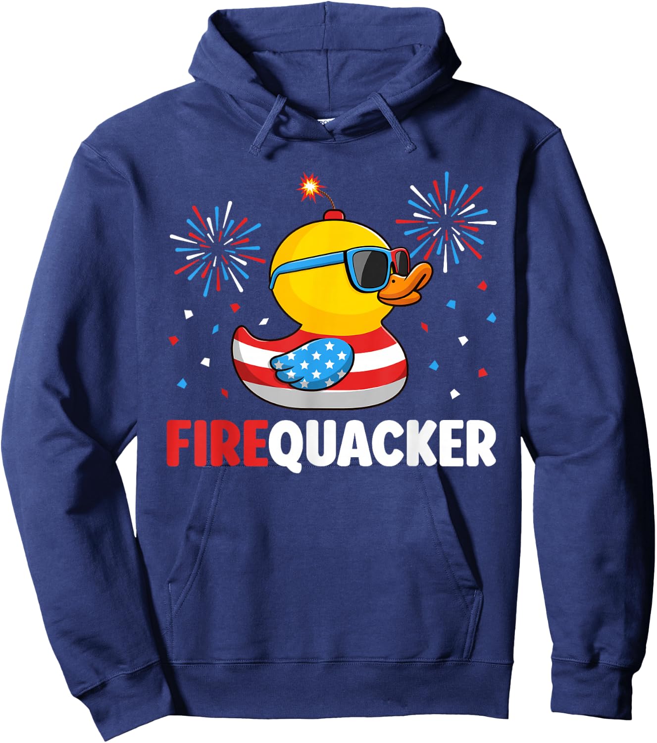 4th of July Duck Firequacker Patriotic Fourth of July Funny Hoodie - Hoodie | Navy