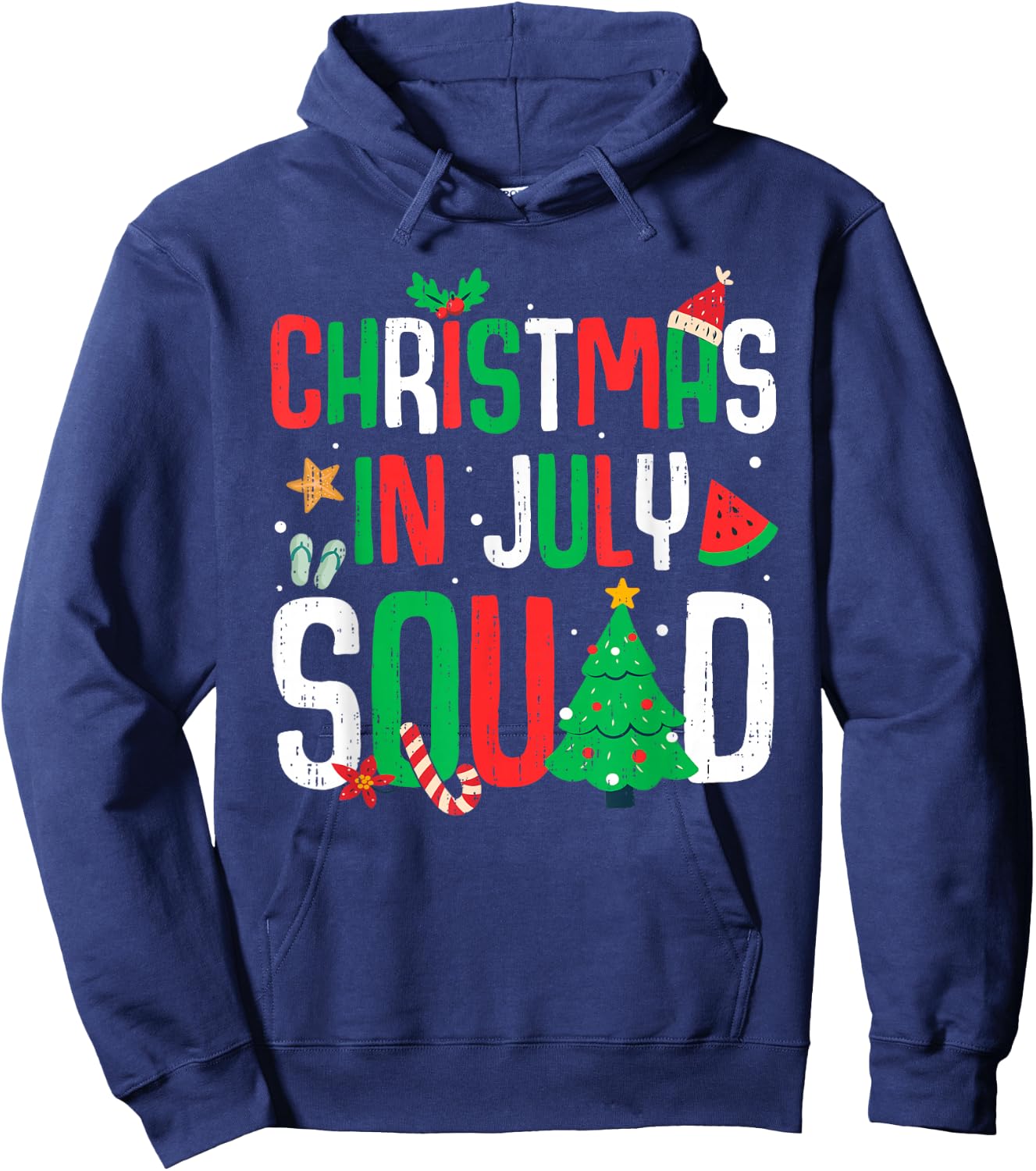 Christmas In July Squad Funny Summer Beach Vacation Xmas Hoodie - Hoodie | Navy