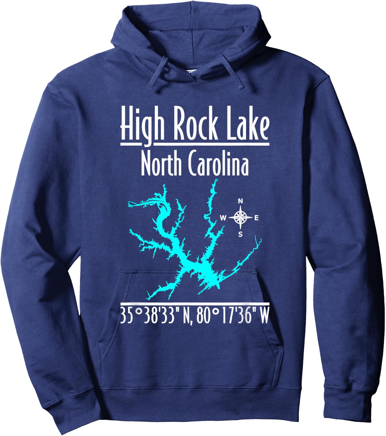 Modern High Rock Lake - North Carolina Hoodie - Hoodie | Navy