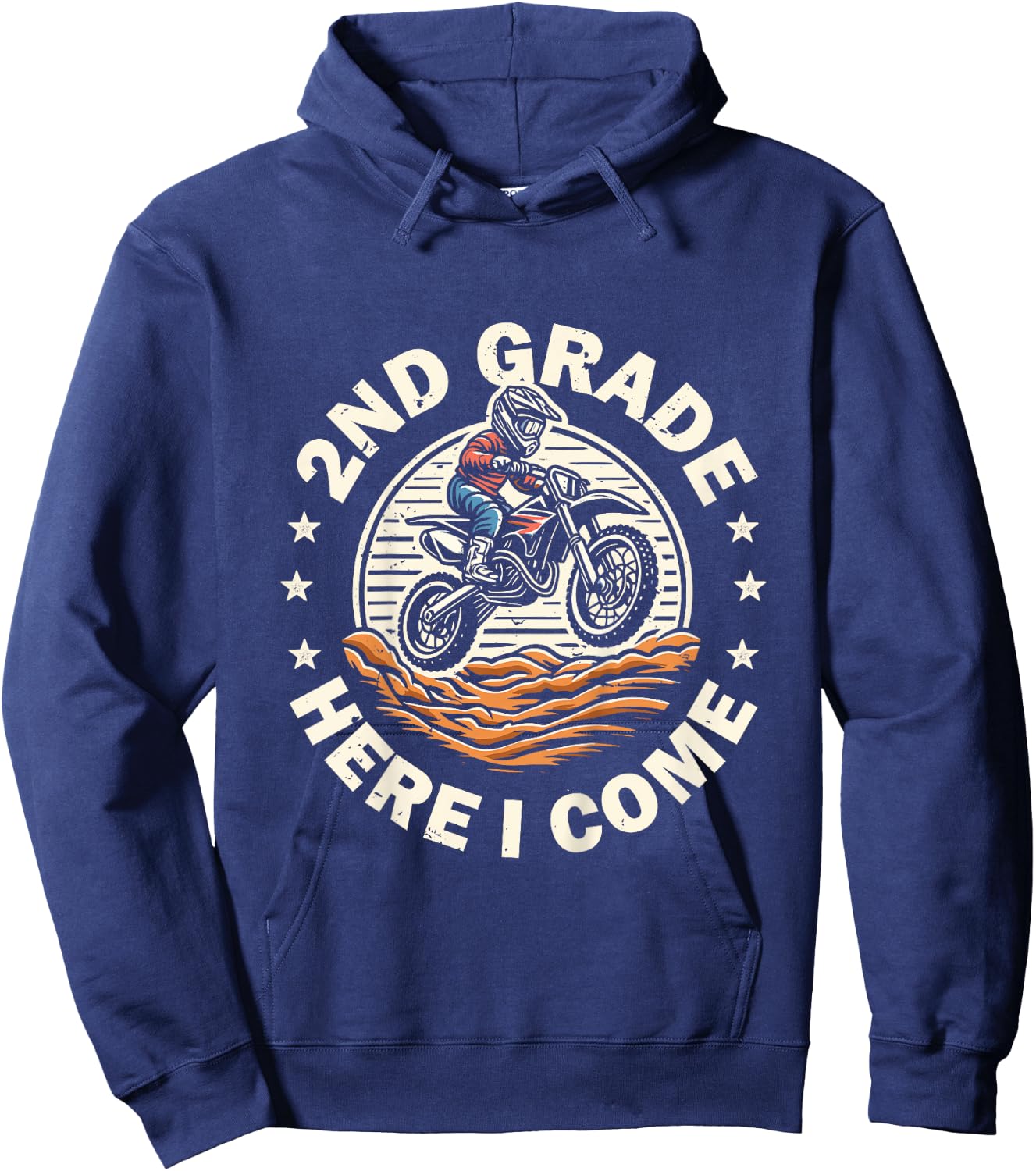 Back To School 2nd Grade Here I Come Motocross Dirt Bike Hoodie - Hoodie | Navy