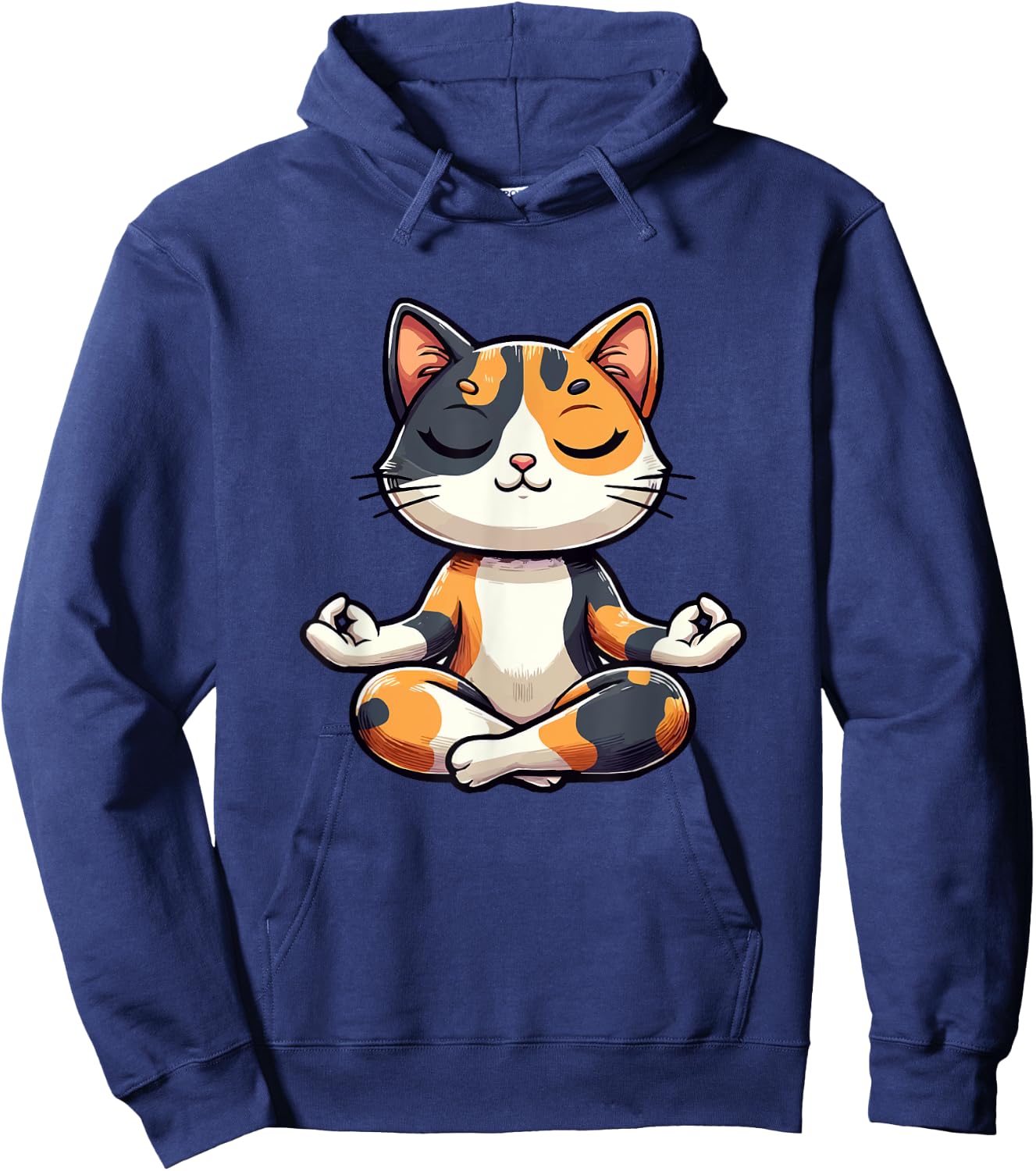 Calico Cat Yoga Exercise Feline Animal Pet Kawaii Calico Cat Men Women Hoodie - Hoodie | Navy