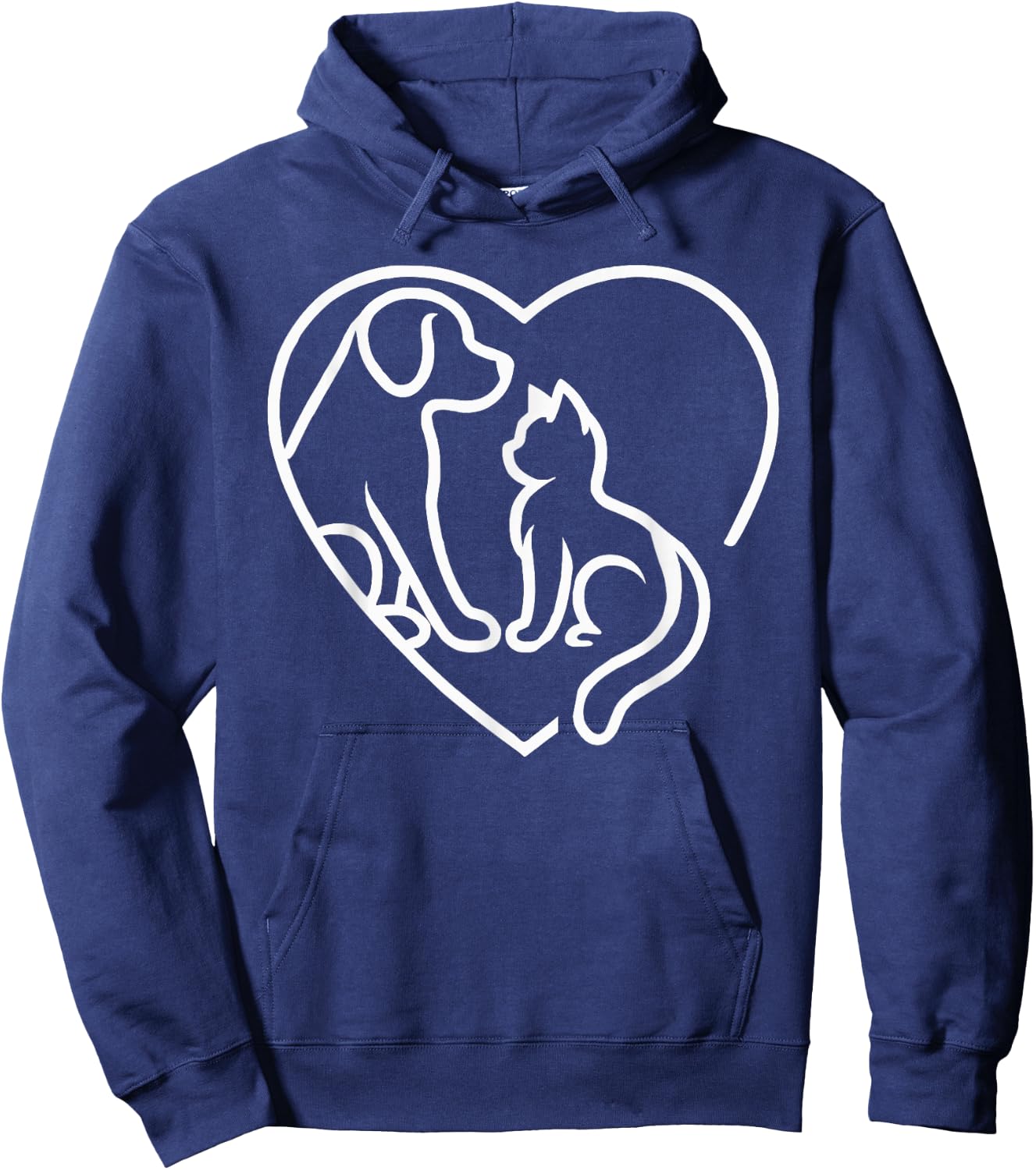 Dog Puppy and Baby Cat Heart - Animal Dog & Cat Heart Hoodie - Hoodie | Navy