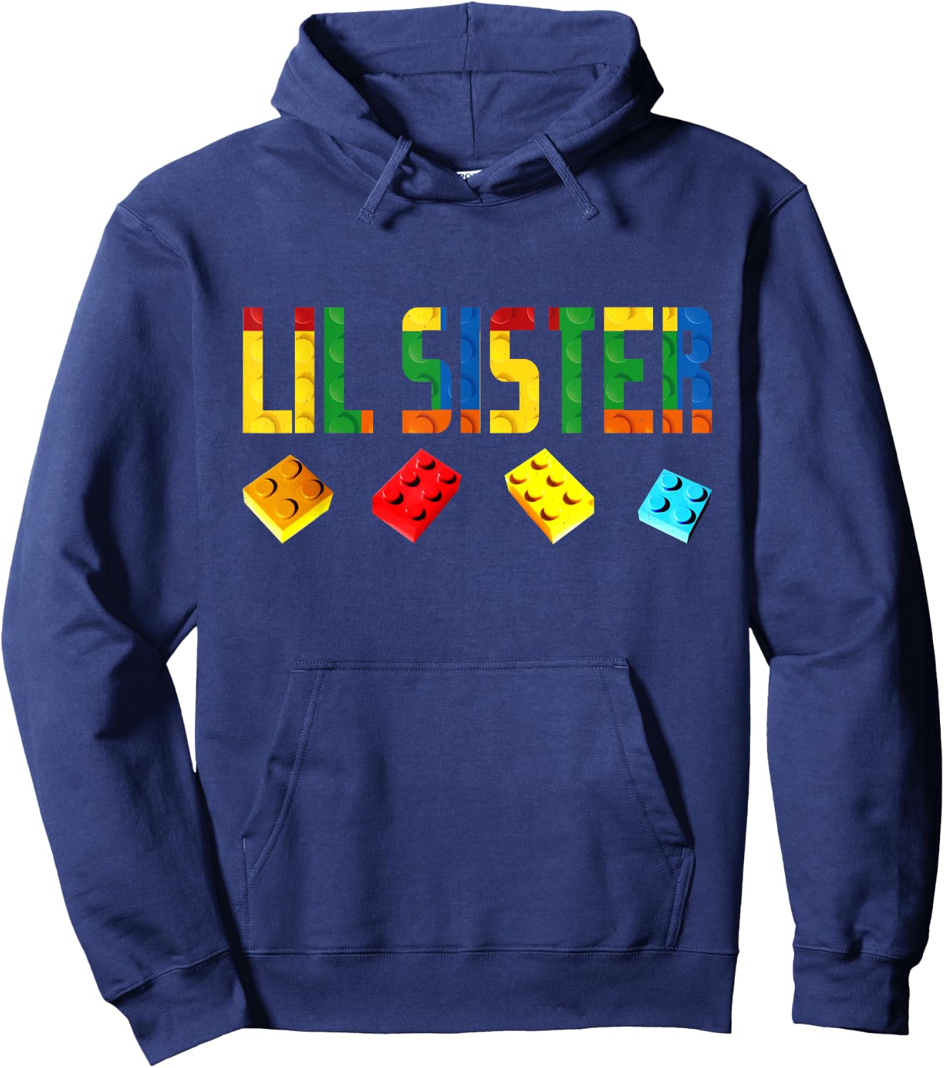 Lil Sister Master Builder Building Blocks Birthday Family Hoodie - Hoodie | Navy