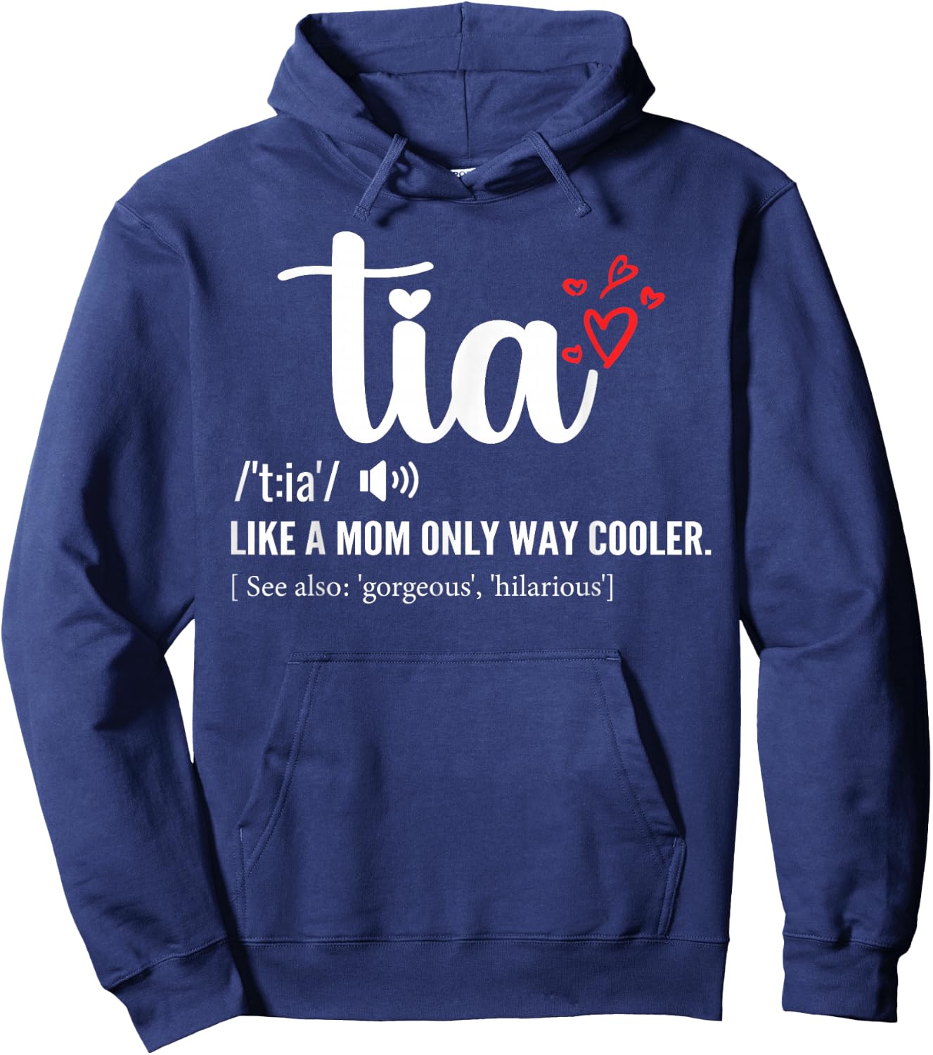 Tia Like a Mom Only Cooler Aunt Auntie Mothers Day Hoodie - Hoodie | Navy