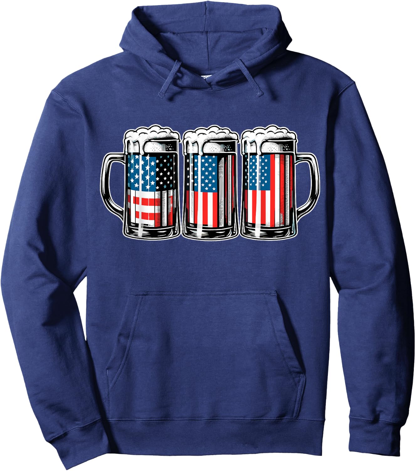 Beer American Flag 4th of July Men Merica Drinking USA Hoodie - Hoodie | Navy