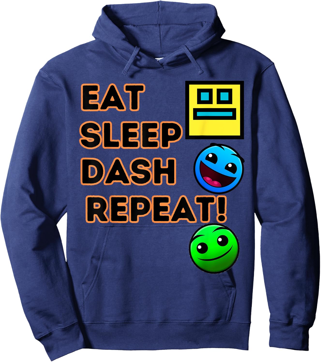 Eat Sleep Dash Repeat Video Game Geometry Video Gamer Hoodie - Hoodie | Navy