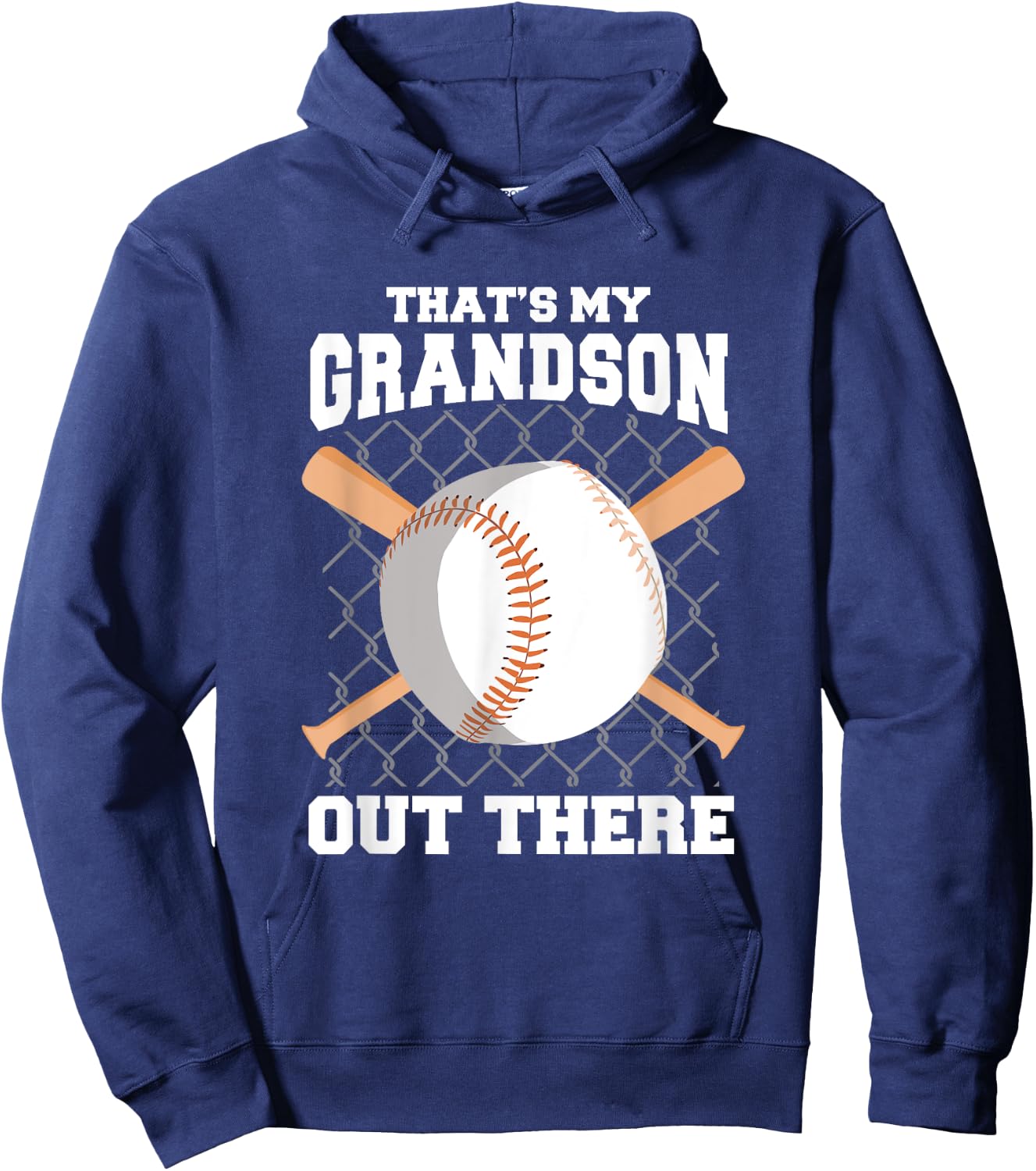 That's My Grandson Out There Grandma Grandpa Baseball Hoodie - Hoodie | Navy