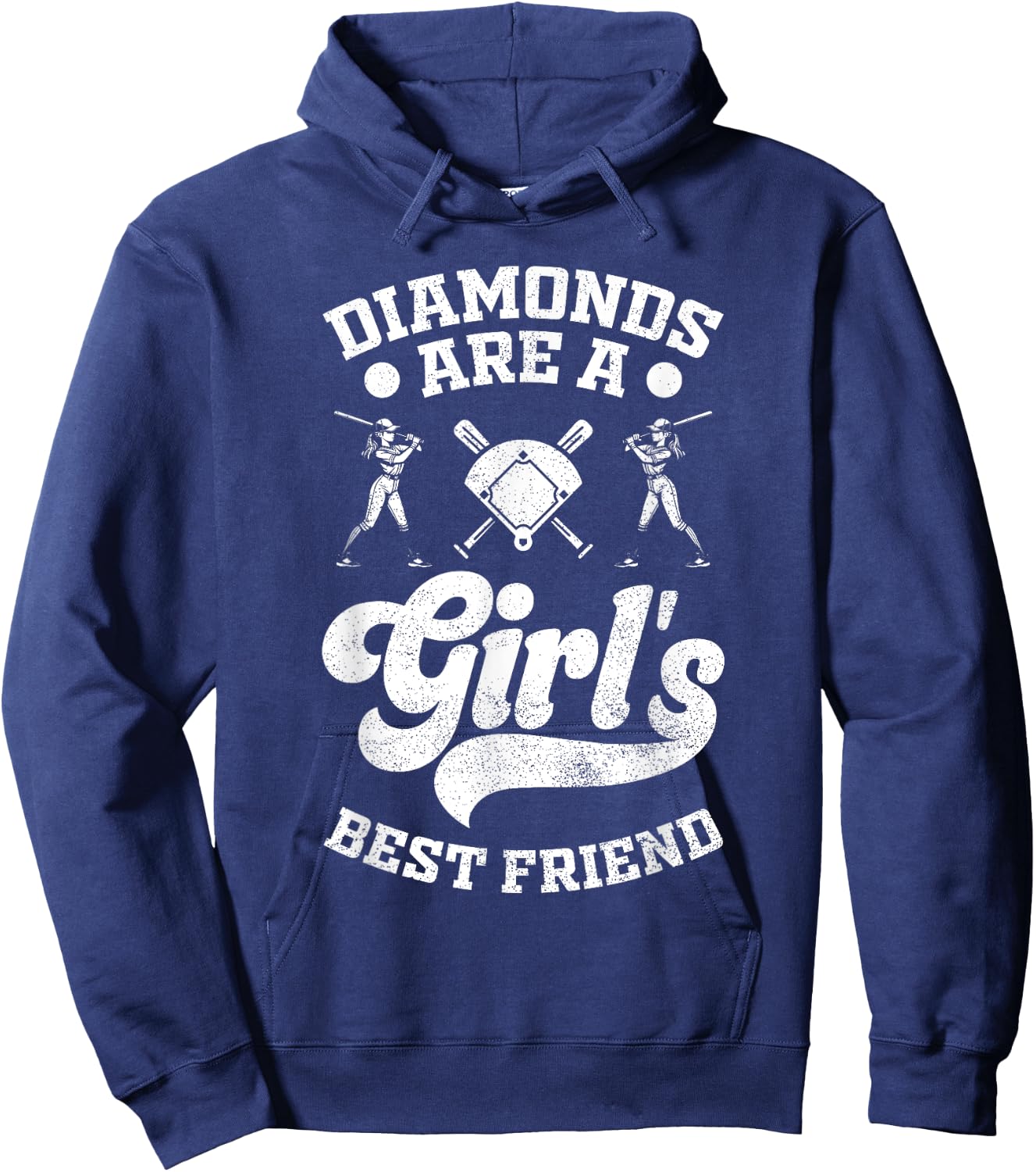 Diamonds Are A Girl's Best Friend Baseball Softball Girl Hoodie - Hoodie | Navy