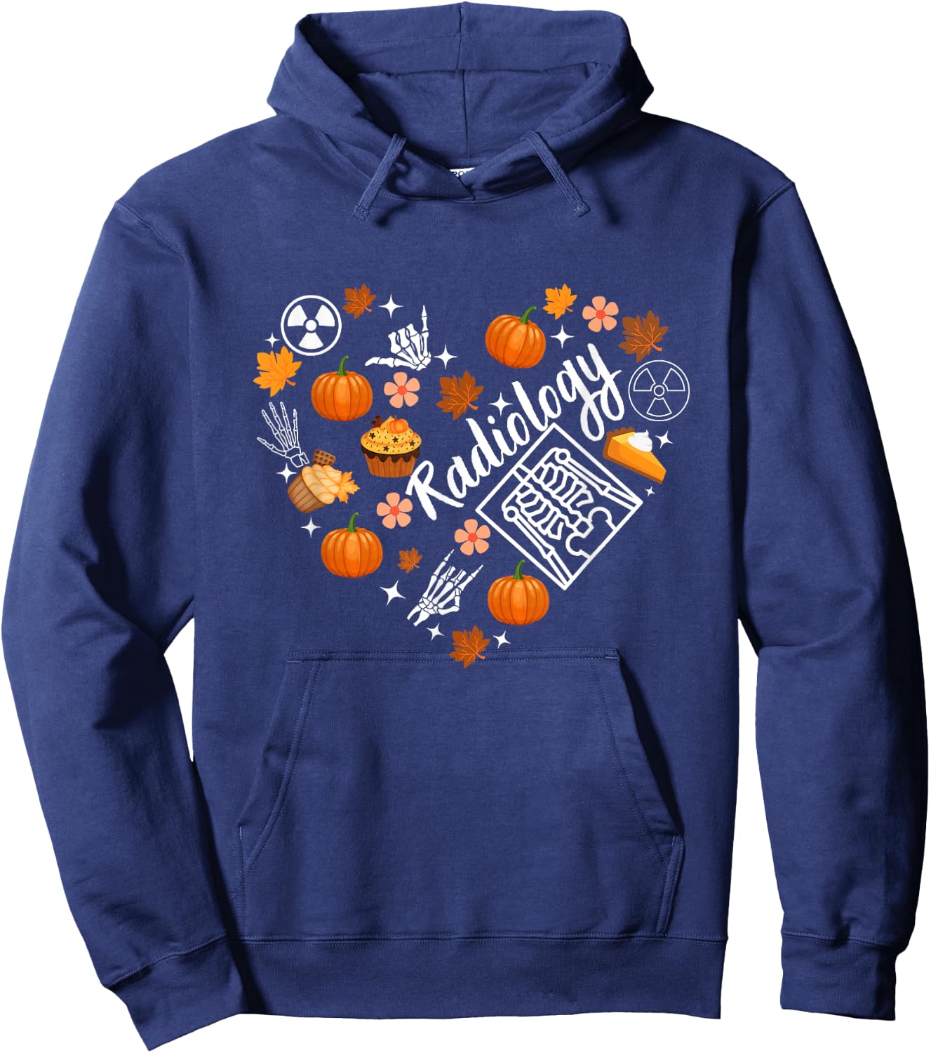 Radiology Fall Heart Xray Tech Autumn Pumpkin Thanksgiving Hoodie - Hoodie | Navy